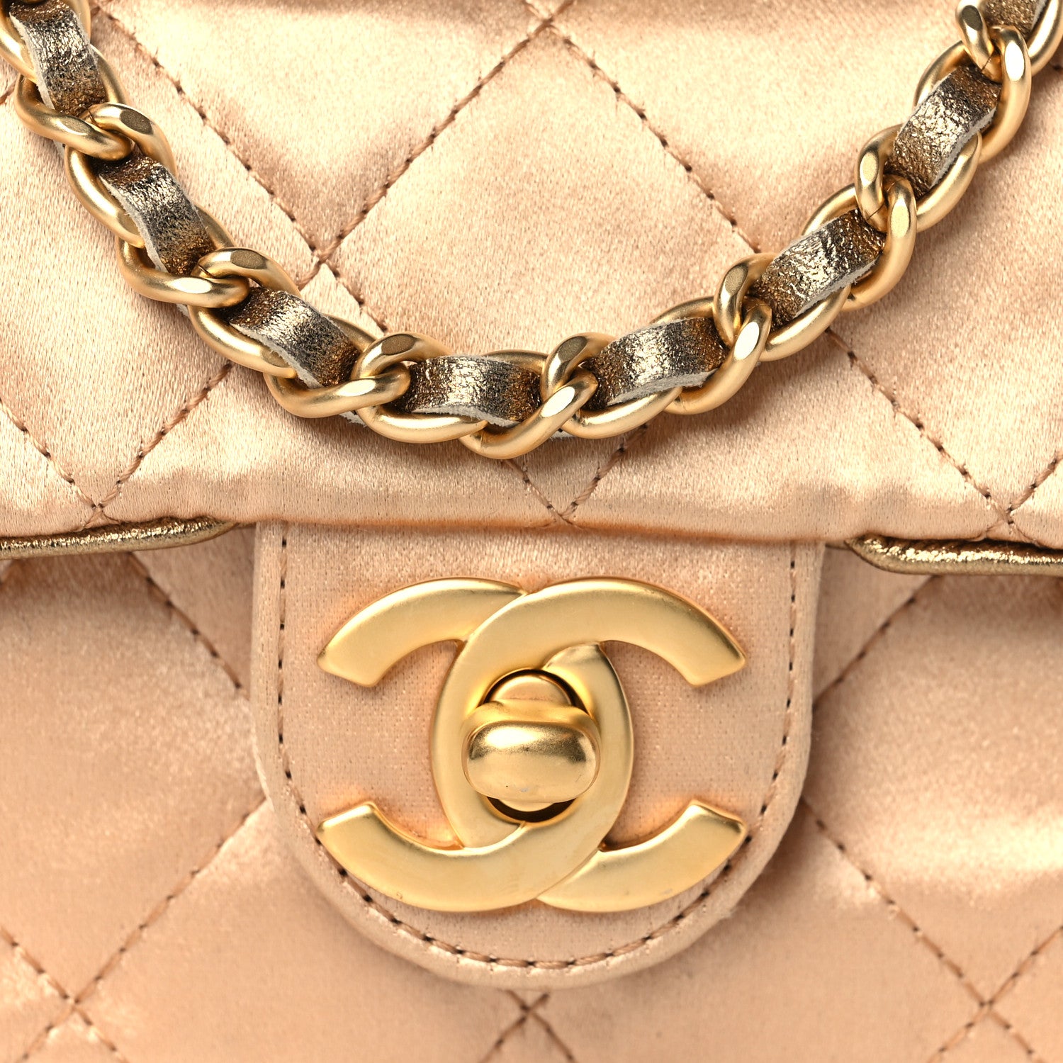 Chanel Satin Quilted Extra Mini Rectangular Flap Gold 8 of 10