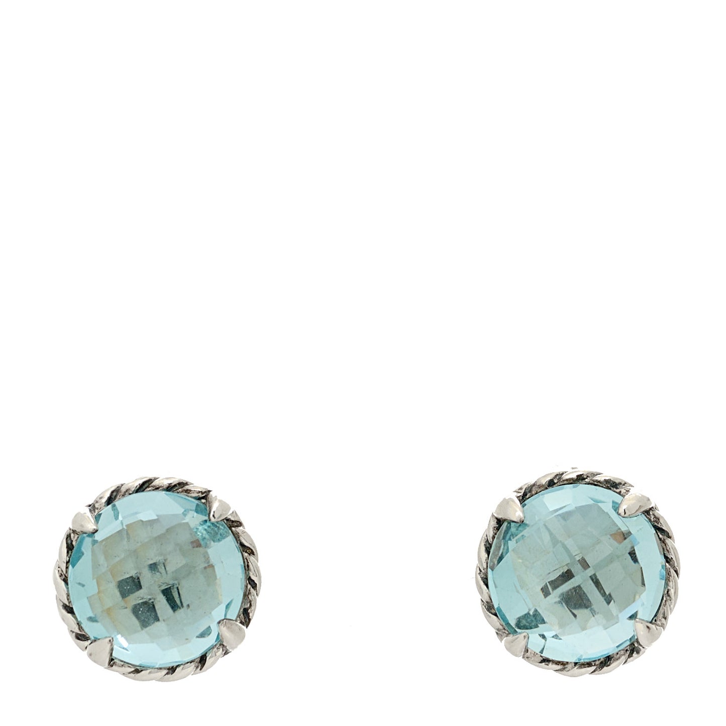 Sterling Silver Blue Topaz 8mm Chatelaine Earrings