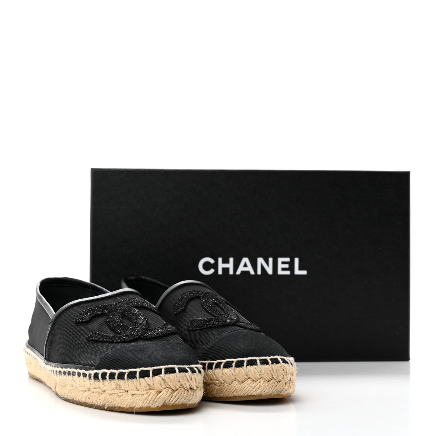 Mesh Grosgrain CC Espadrilles 37 Black
