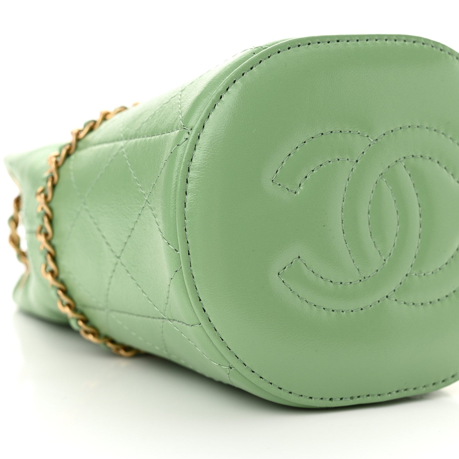 Chanel Shiny Lambskin Quilted Nauticoco Bucket Light Green 9 of 11