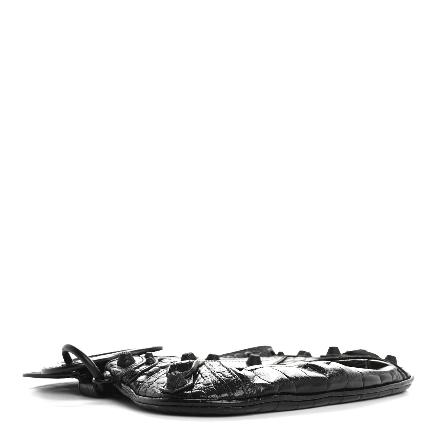 Extra Supple Calfskin Crocodile Embossed Monochrome Mini Le Cagole Multi Pouch Black