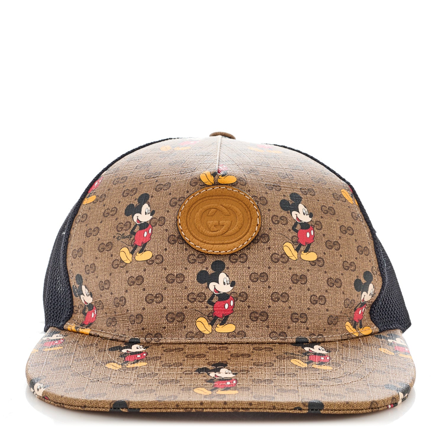 Gucci X DISNEY Mini Vintage GG Supreme Monogram Mickey Mouse Baseball Hat XS Beige Vintage Sun Oil 2 of 9