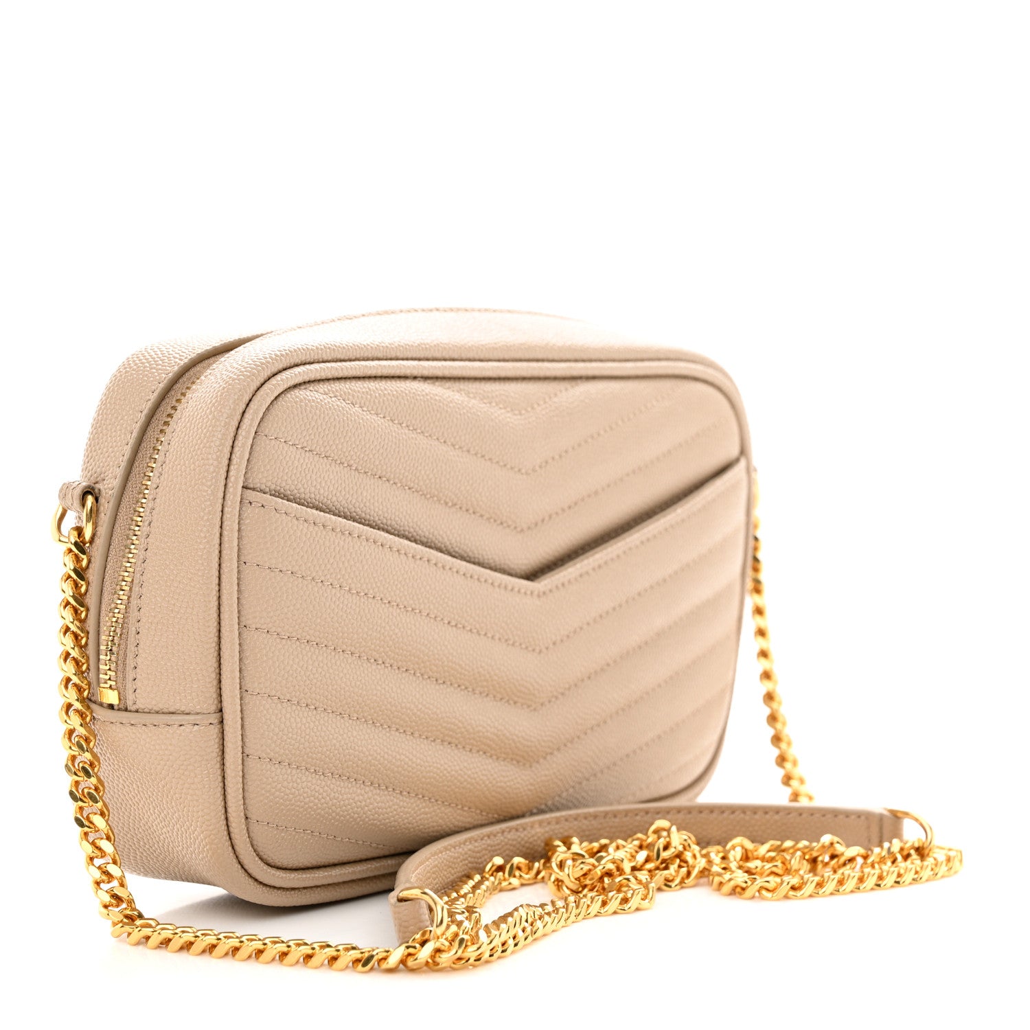 Saint Laurent Grain De Poudre Matelasse Monogram Mini Lou Camera Bag Dark Beige 3 of 11