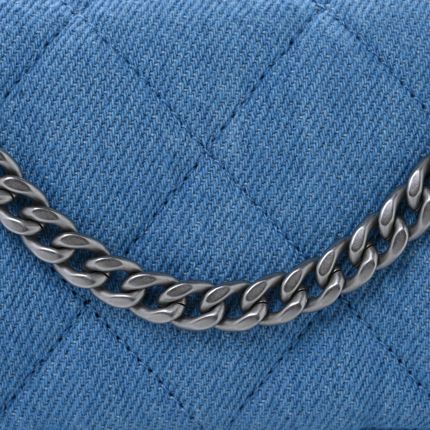 Denim Quilted Sweetheart Mini Flap Blue