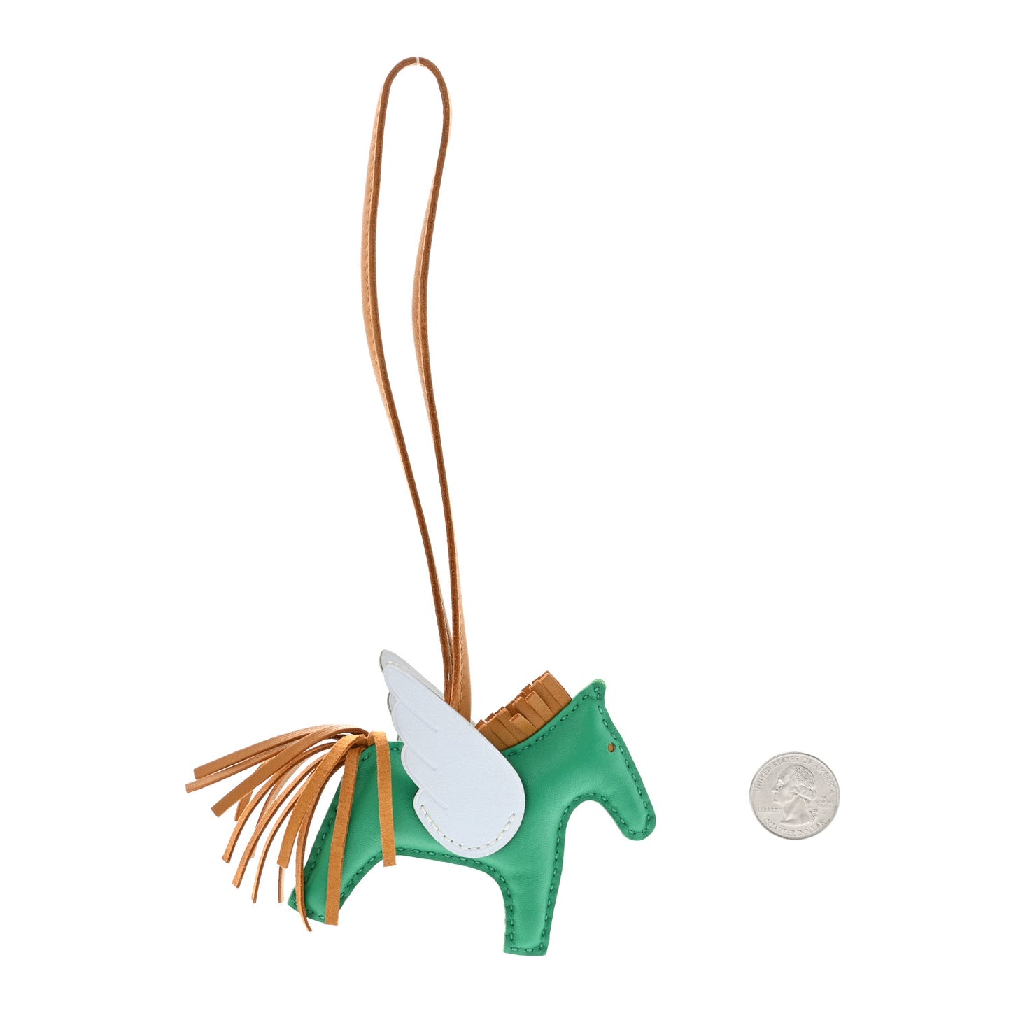 Milo Lambskin Grigri Rodeo Pegase Horse Bag Charm PM Menthe Sesame Bleu Brume