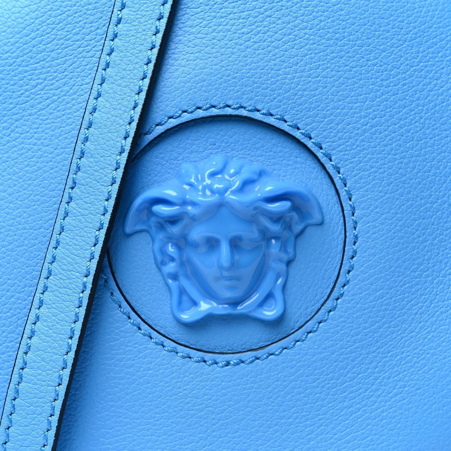 Versace Calfskin La Medusa Round Camera Bag Light Blue 7 of 9