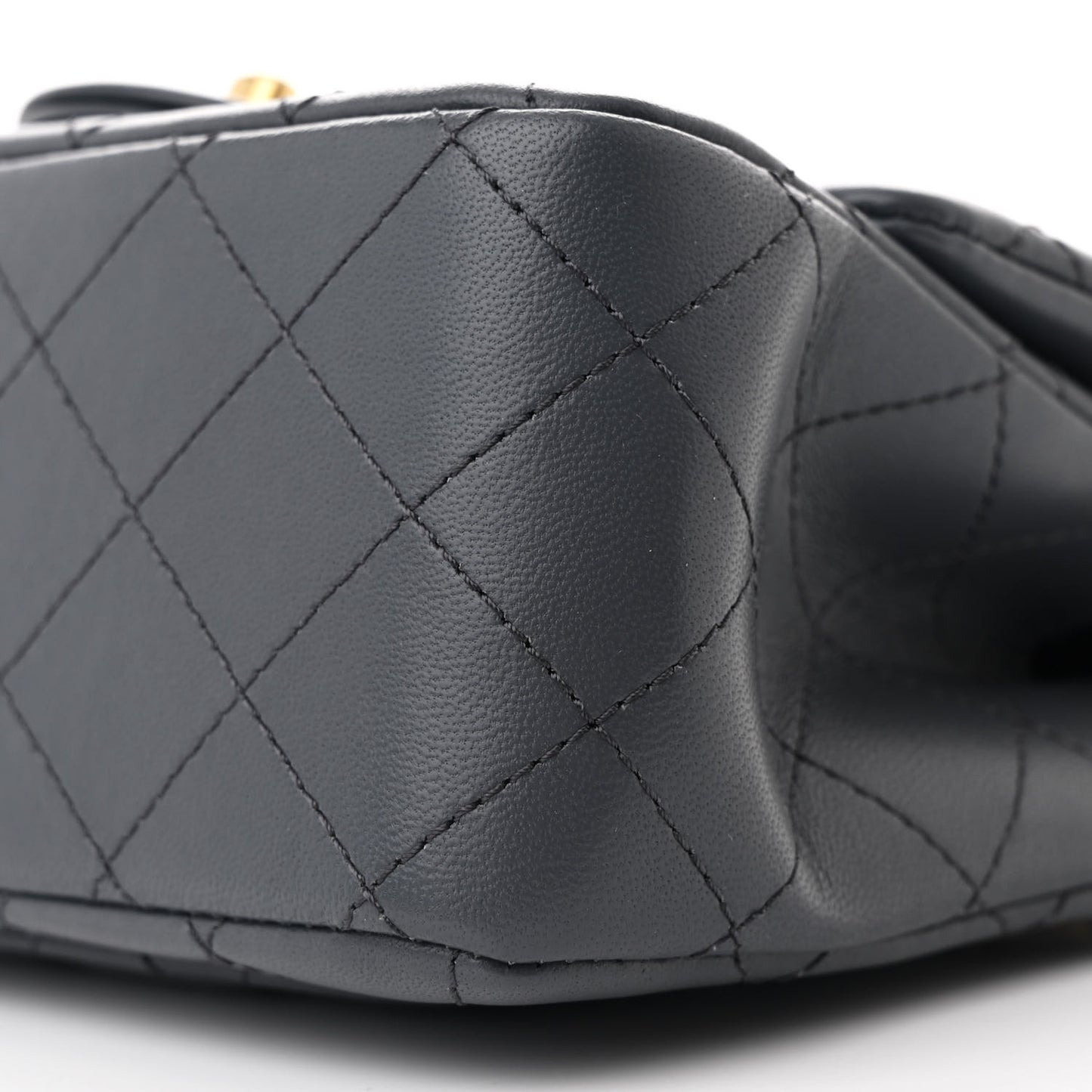 Lambskin Quilted Mini Pearl Crush Flap Dark Grey