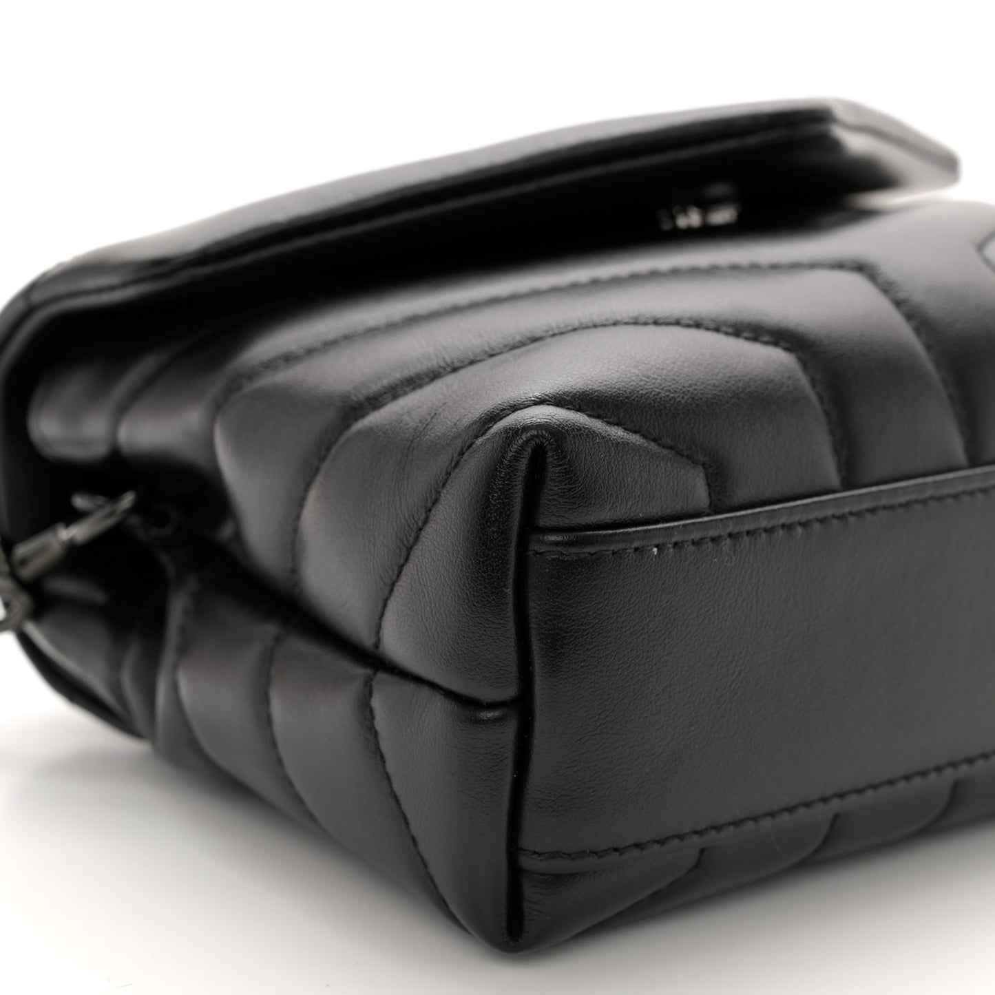 Calfskin Y Quilted Monogram Monochrome Toy Loulou Crossbody Bag Black