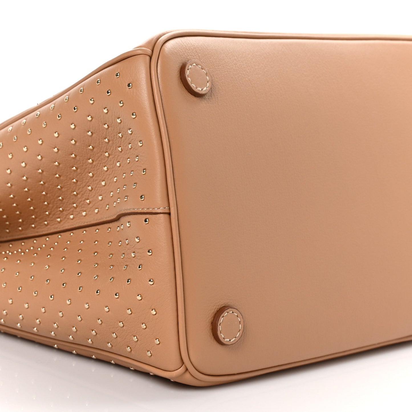 Calfskin Studded Extra Large Galleria Double Zip Tote Natural
