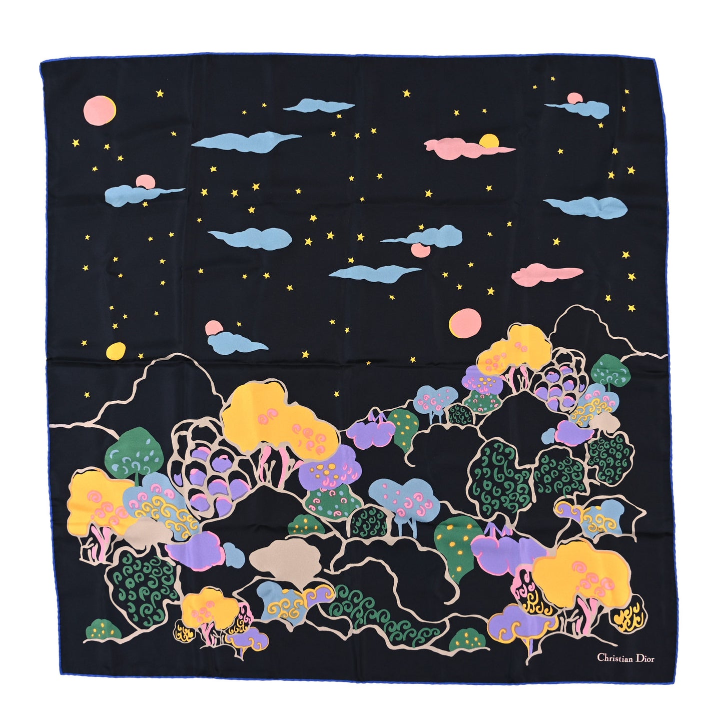 Silk Ciel de Reve Square Scarf 90 Black Multicolor