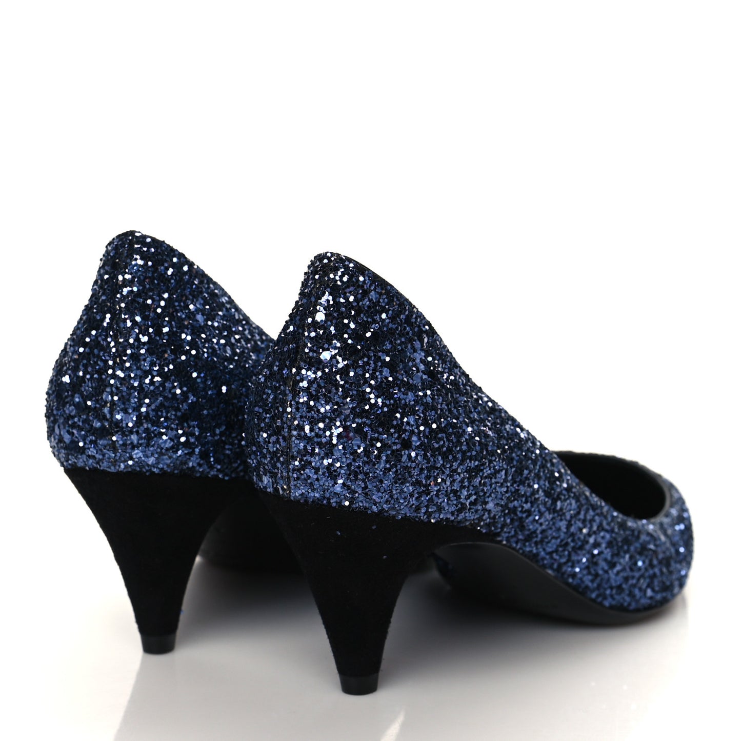 Charlotte Glitter Point-toe Kitten-Heel Pumps 37 Blue