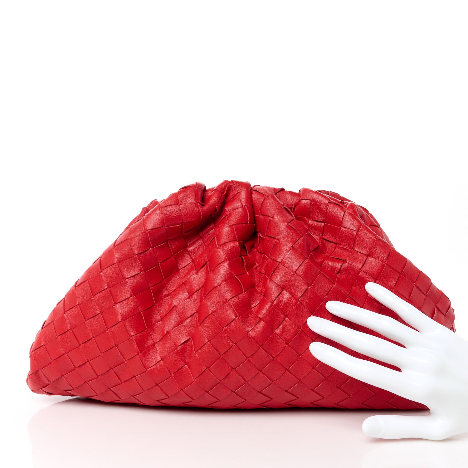 Bottega Veneta Nappa Maxi Intrecciato The Pouch Oversized Clutch Bright Red 2 of 11