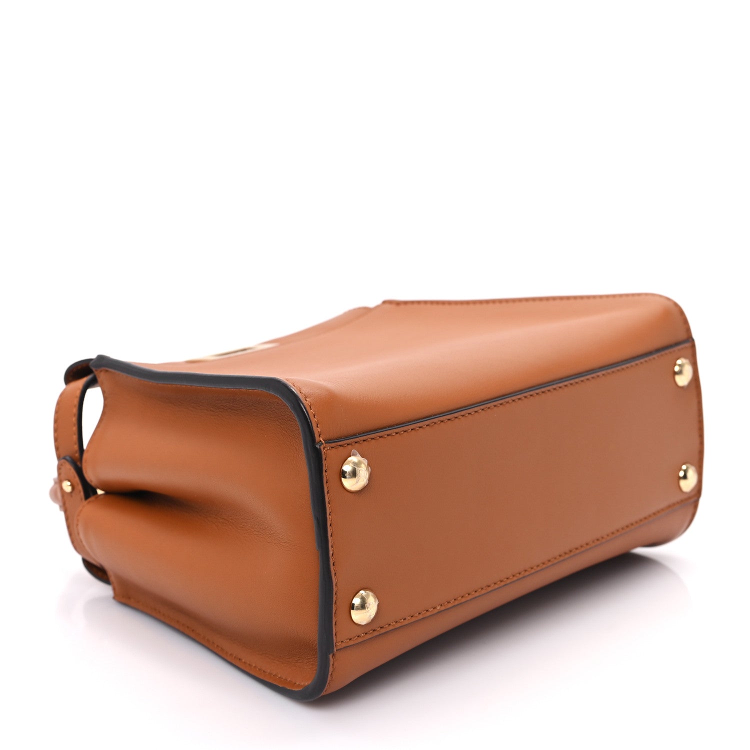 Fendi Vitello Seta Canvas FF Embroidered Mini Peekaboo Iconic Satchel Brandy Grezzo 4 of 10