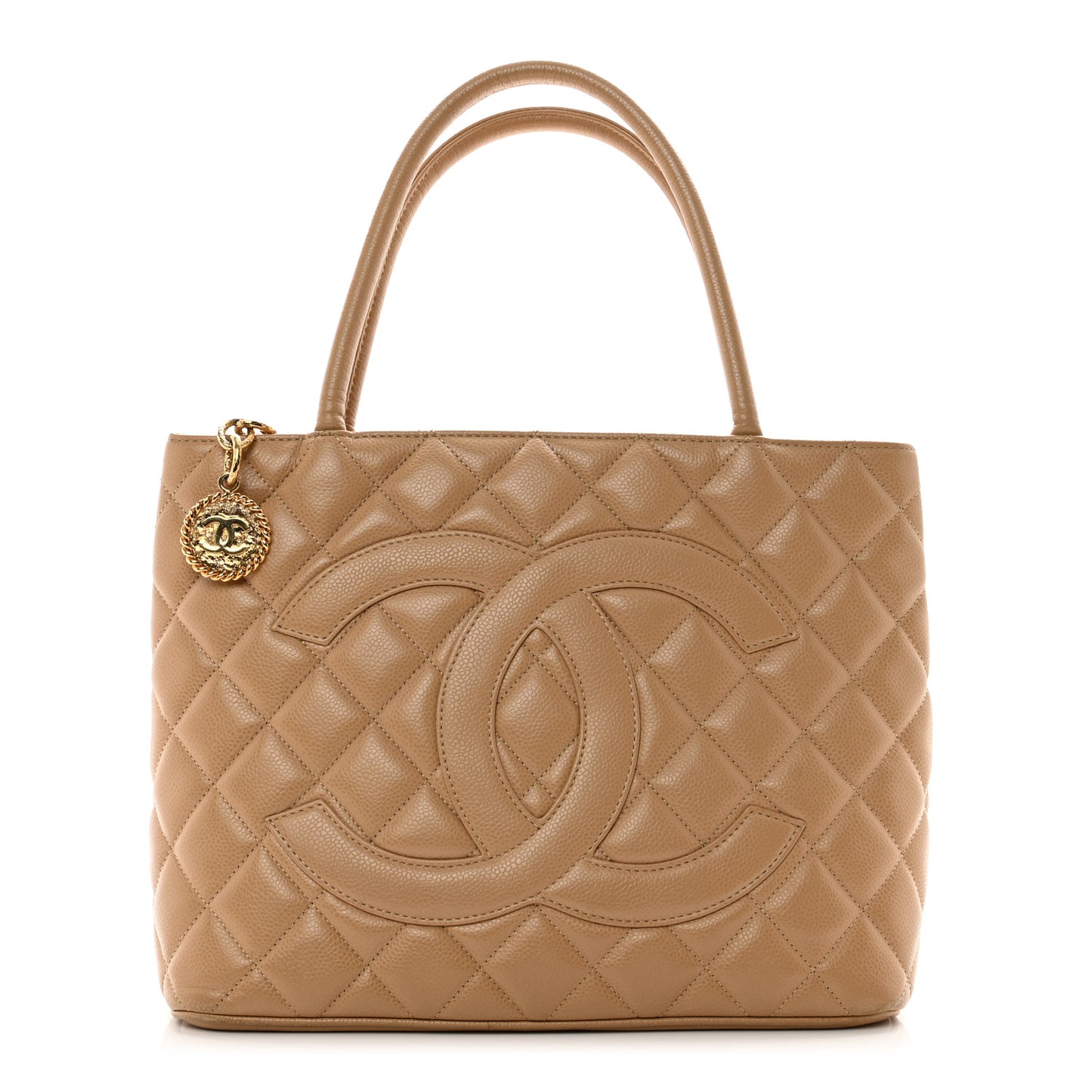 Caviar Quilted Medallion Tote Beige