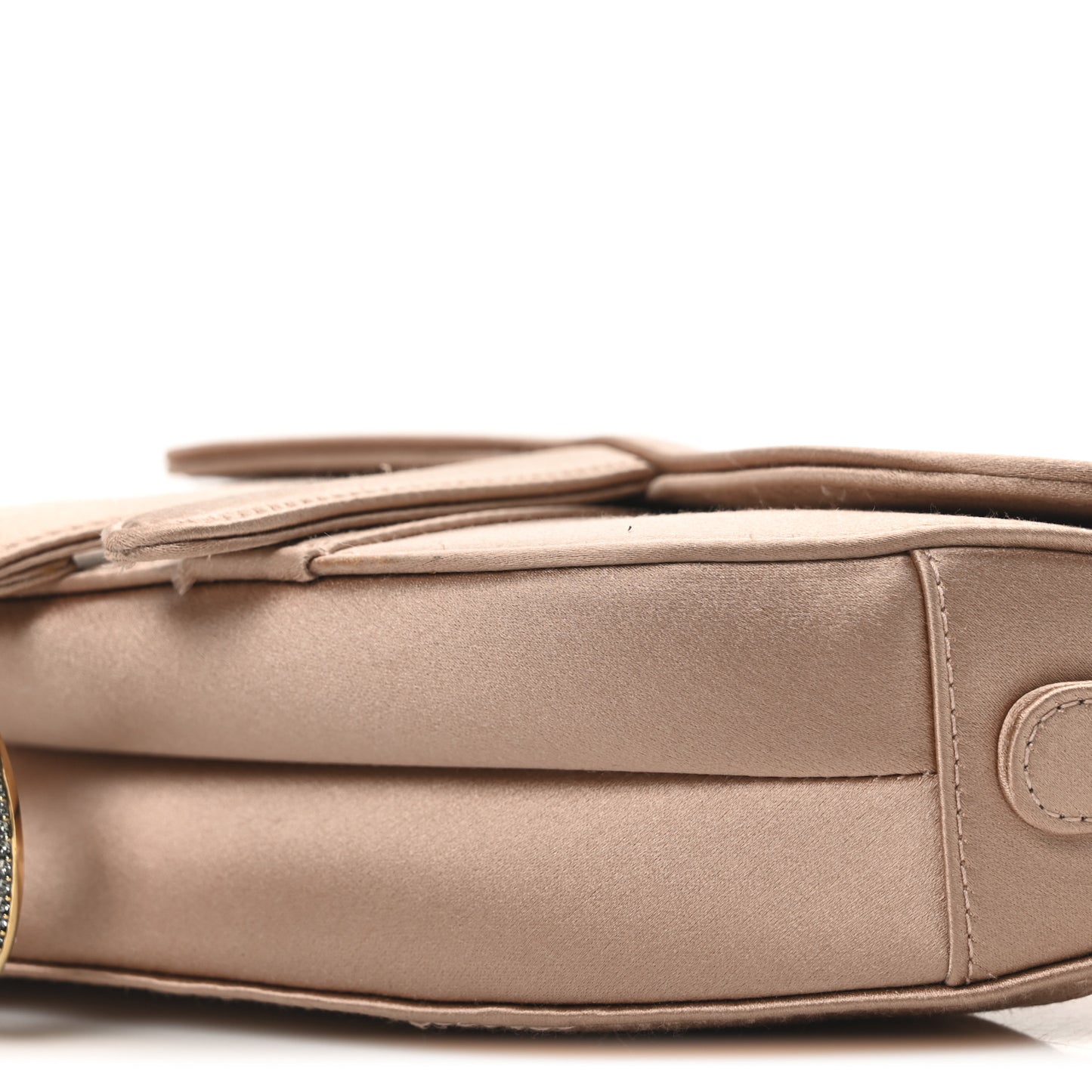 Satin Crystal Mini Saddle Bag Powder Beige