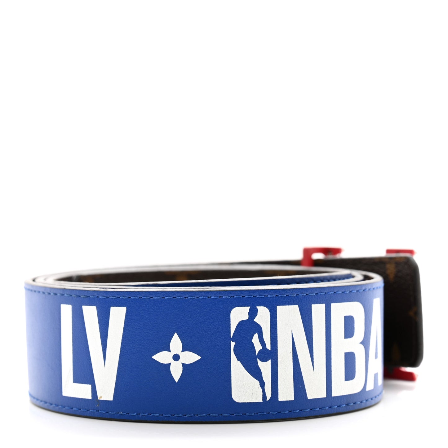 X NBA Monogram 40mm LV 3 Steps Reversible Belt 100 40 Cobalt Blue