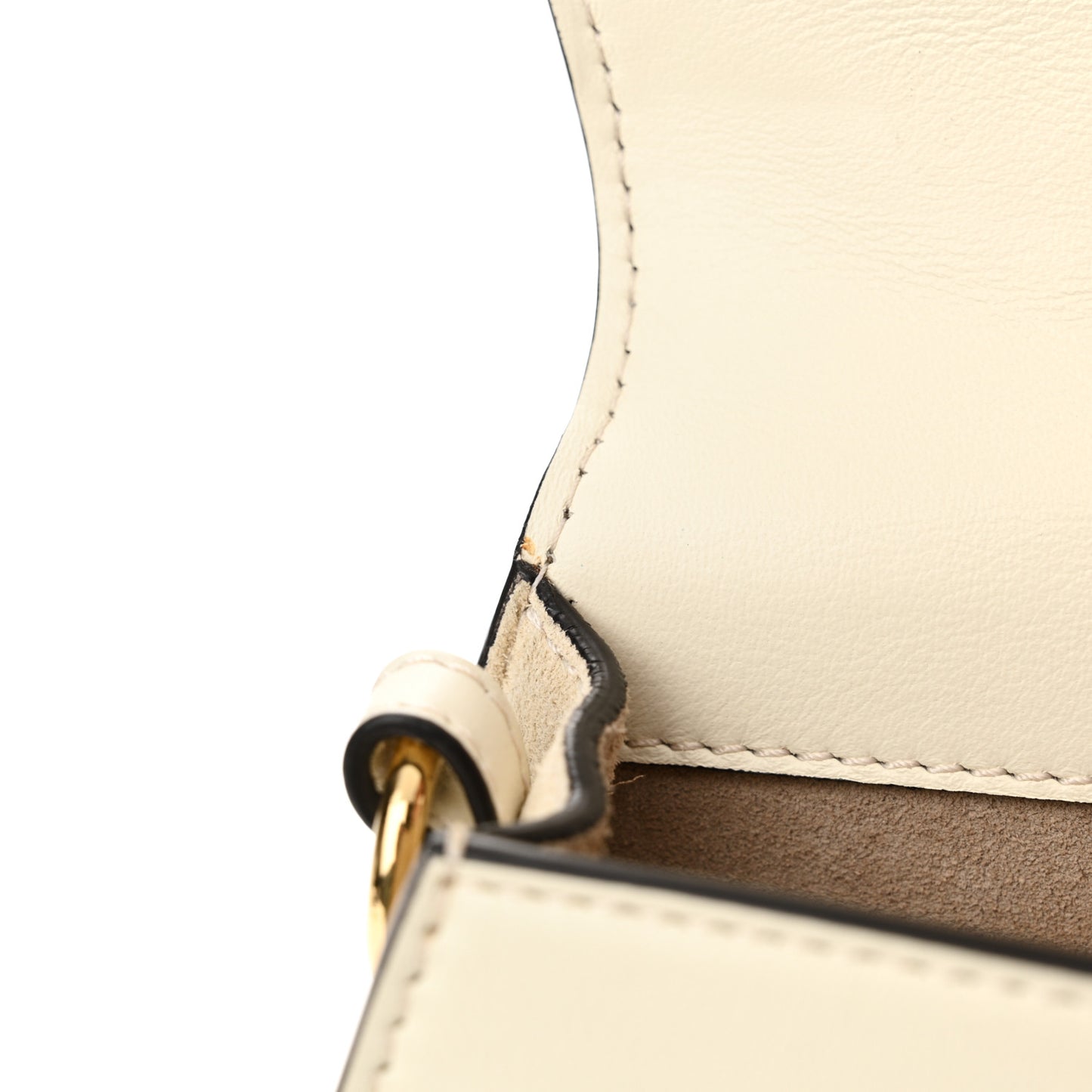 Calfskin Suede Quilted Small Nile Bracelet Bag Natural White