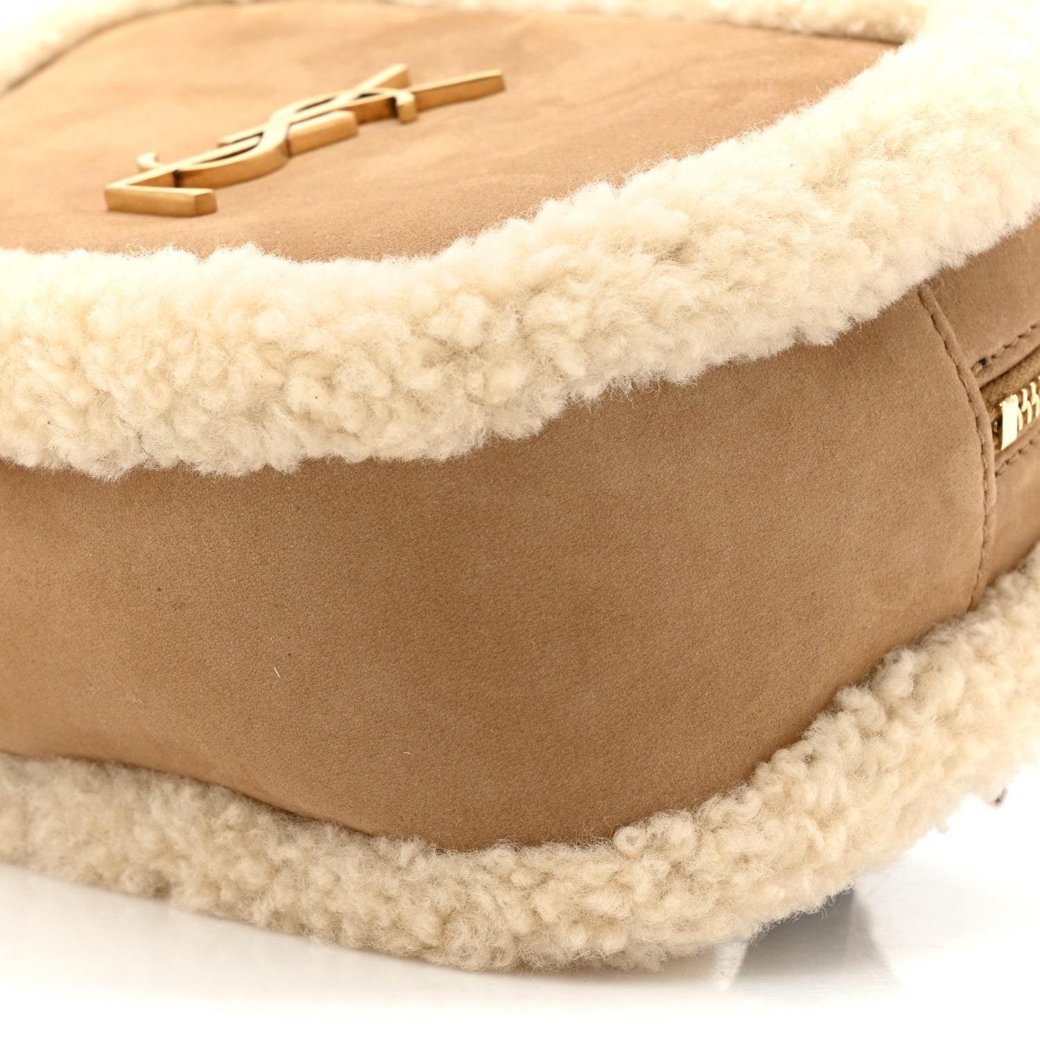Saint Laurent Suede Shearling Lou Belt Bag Natural Tan 8 of 9