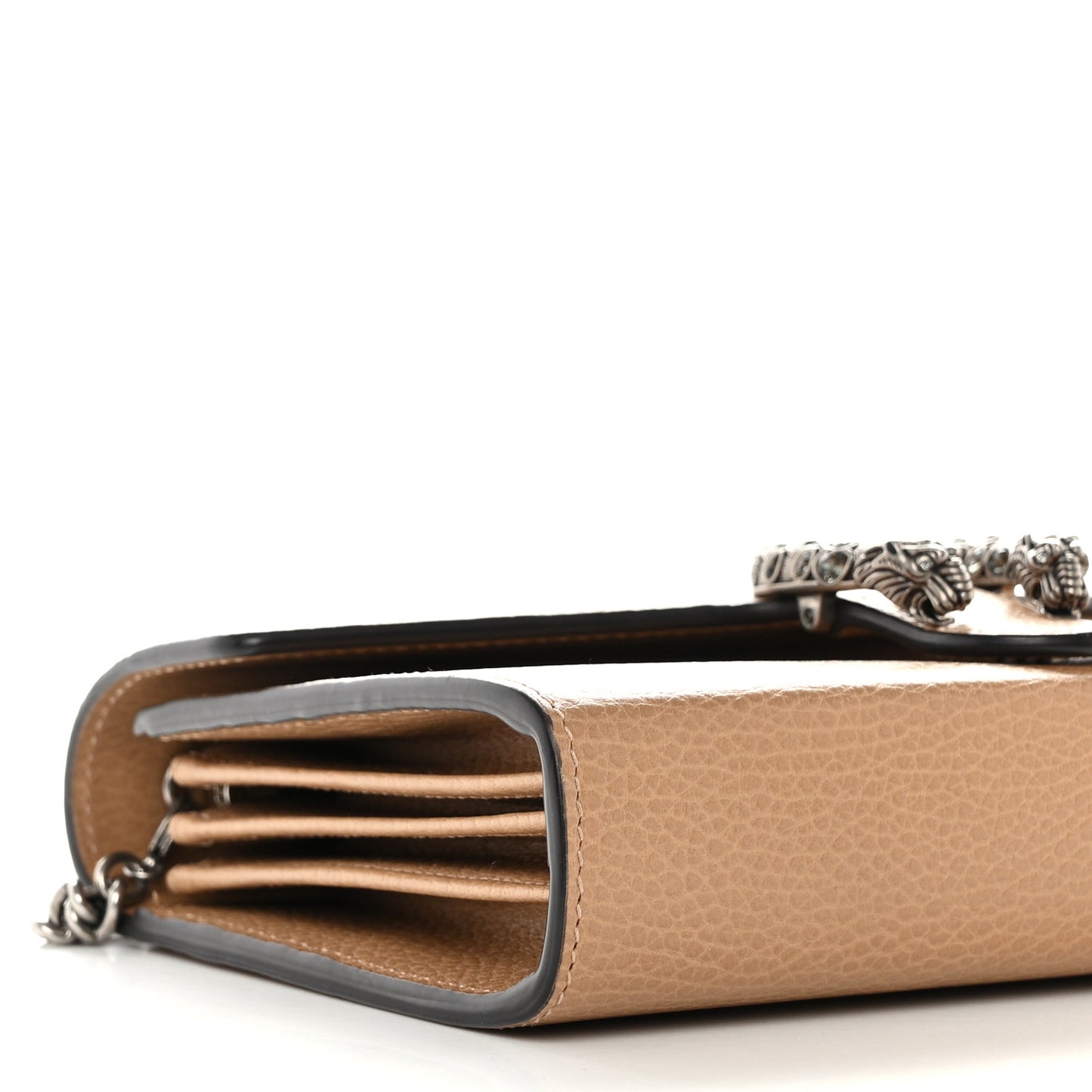 Dollar Calfskin Crystal Mini Dionysus Chain Wallet Natural Tan Black Diamond