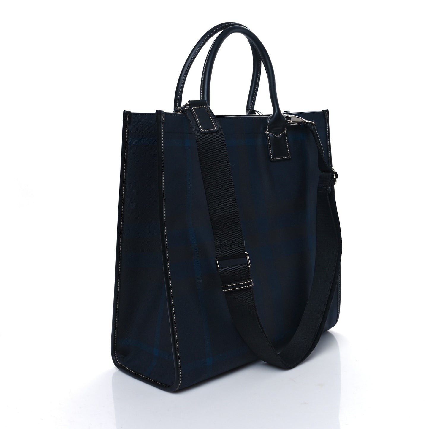 E-Canvas Denny Check Tote Navy Blue