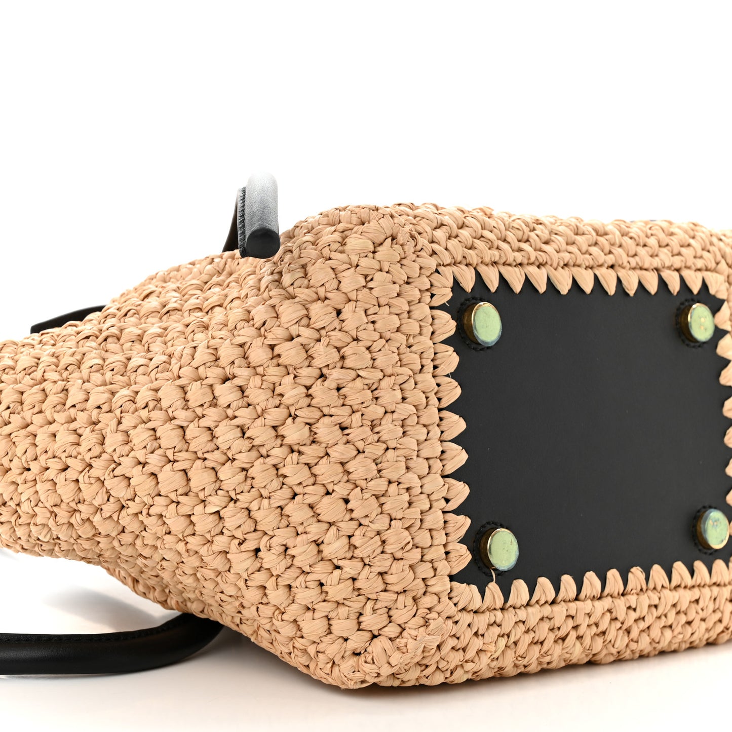 Raffia Calfskin Small Pipe Bag Sand Black