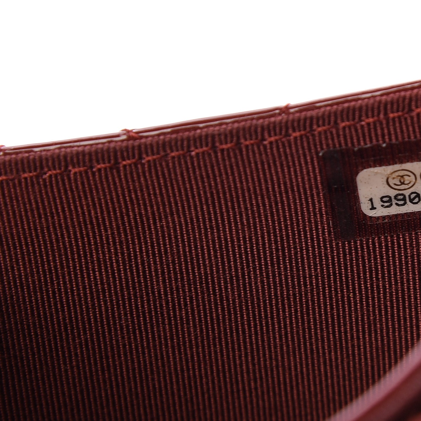Patent Calfskin Quilted Small Flap Wallet Dark Red