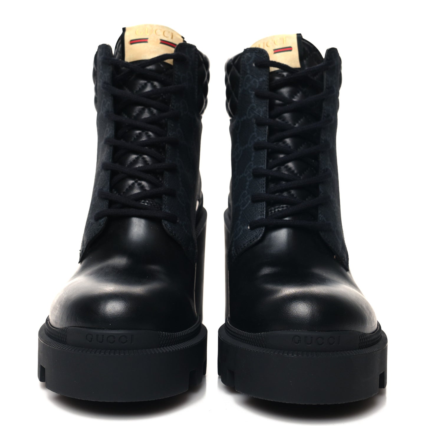 Magnum Calfskin Nappa Quilted Lace Up Ankle Boots 40 Black