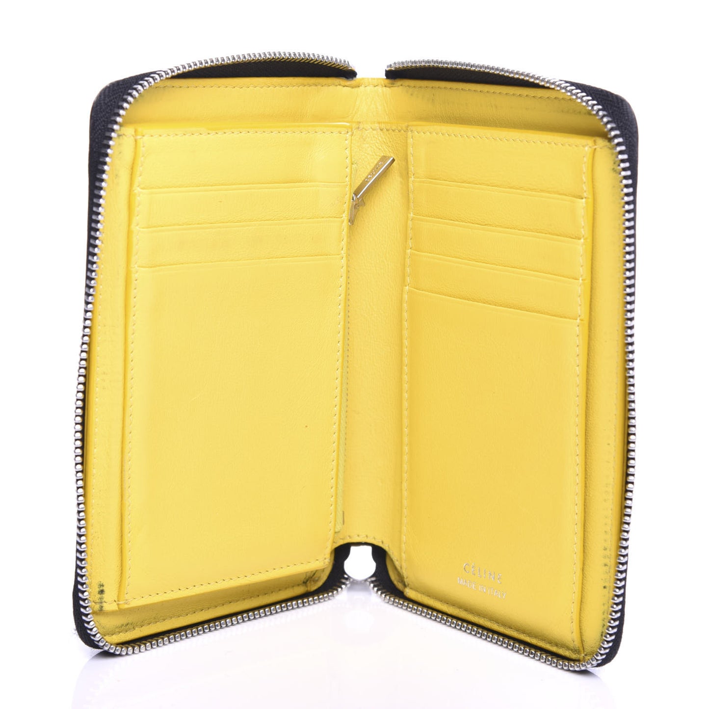 Drummed Calfskin Zip Around Multifunction Wallet Black Citron
