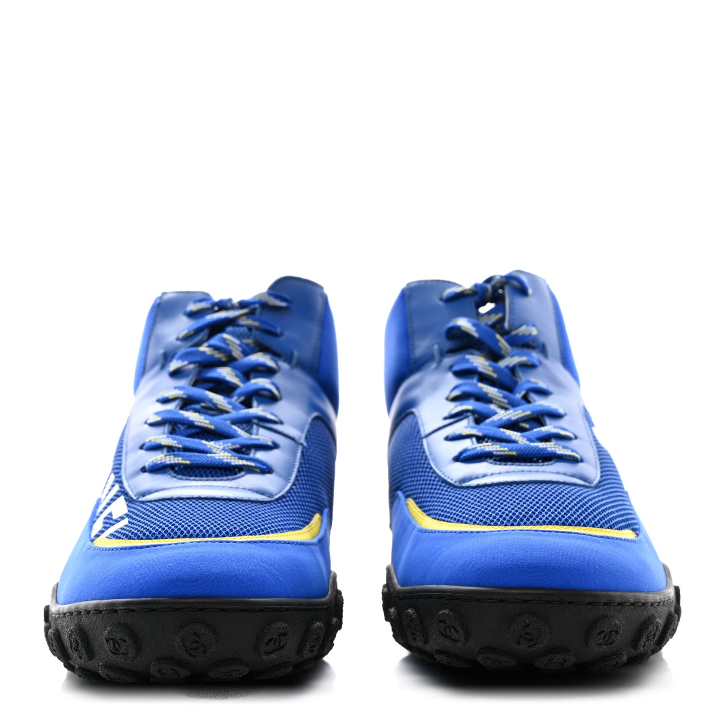 Mesh Lycra Calfskin Womens High Top Sneakers 42 Royal Blue