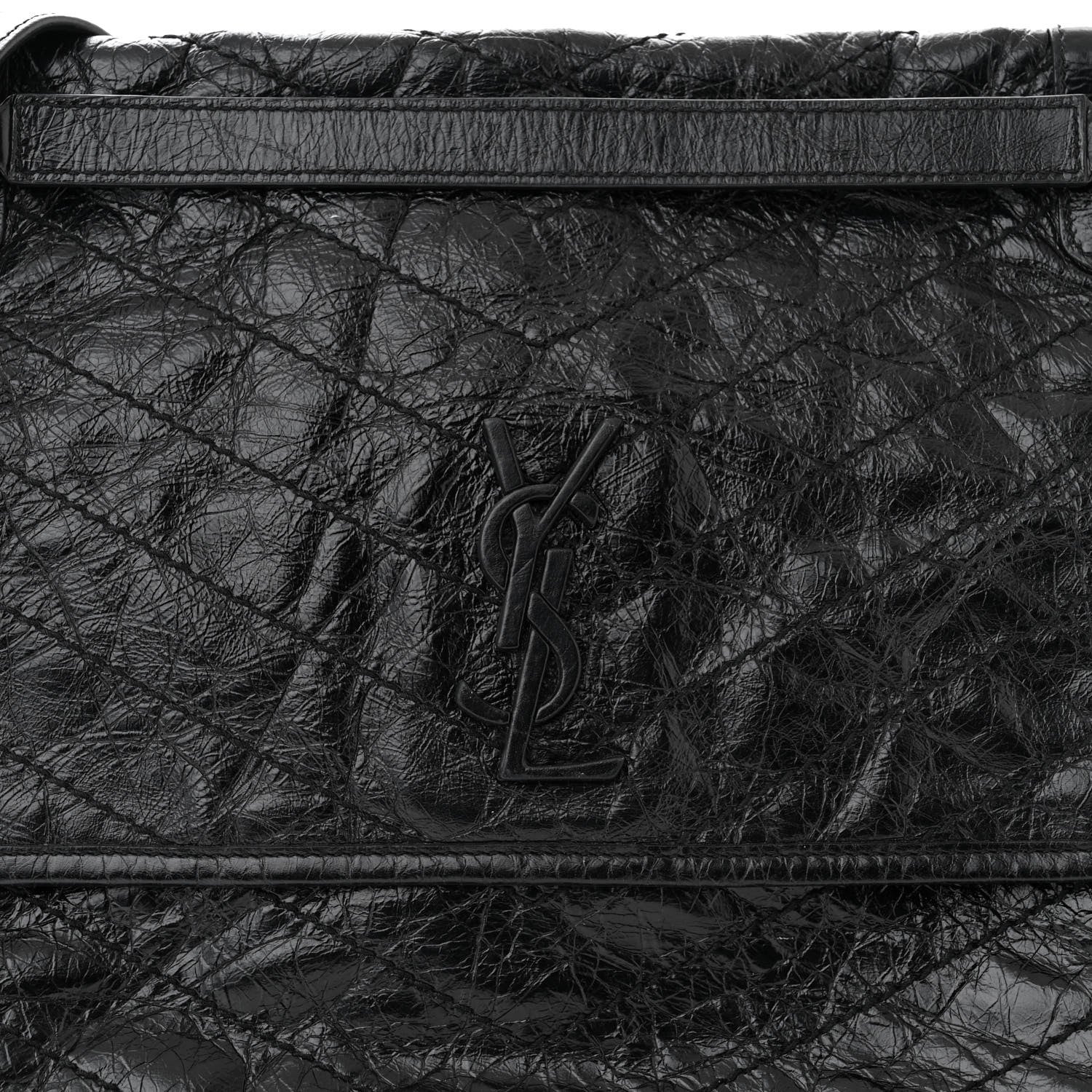 Saint Laurent Crinkled Calfskin Matelasse Monogram Large Niki Chain Satchel Black 8 of 13