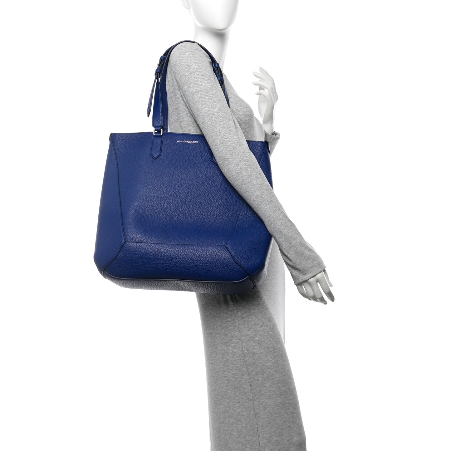 Grained Calfskin Medium Edge Tote Blue