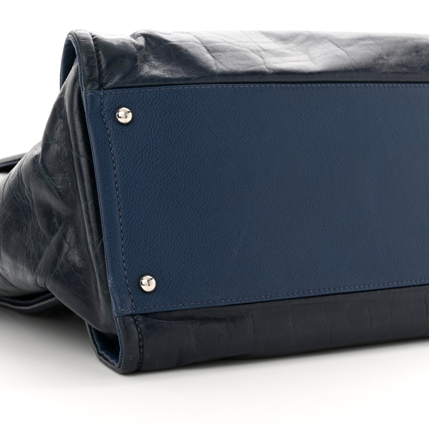 Glazed Calfskin Large Deauville Tote Blue