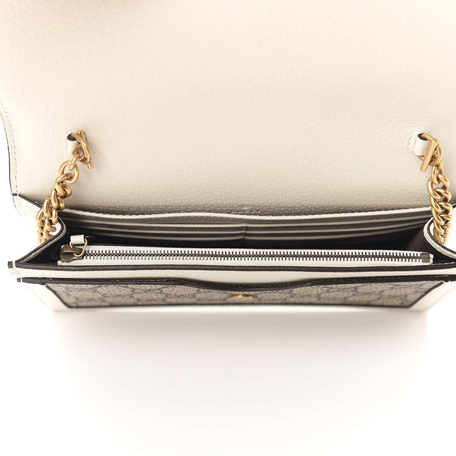 Gucci GG Supreme Monogram Web Queen Margaret Chain Wallet White 5 of 10