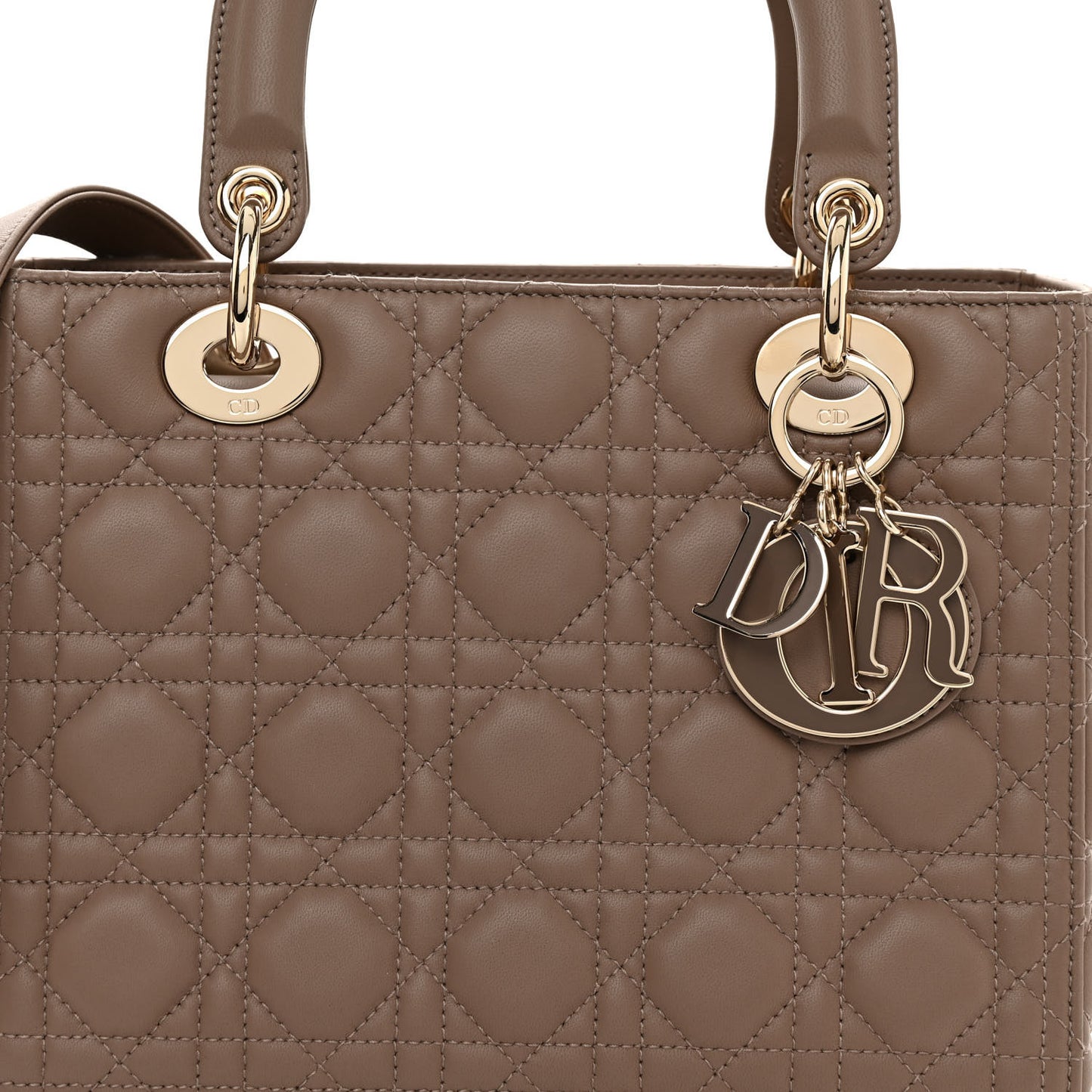 Lambskin Cannage Medium Lady Dior Warm Taupe