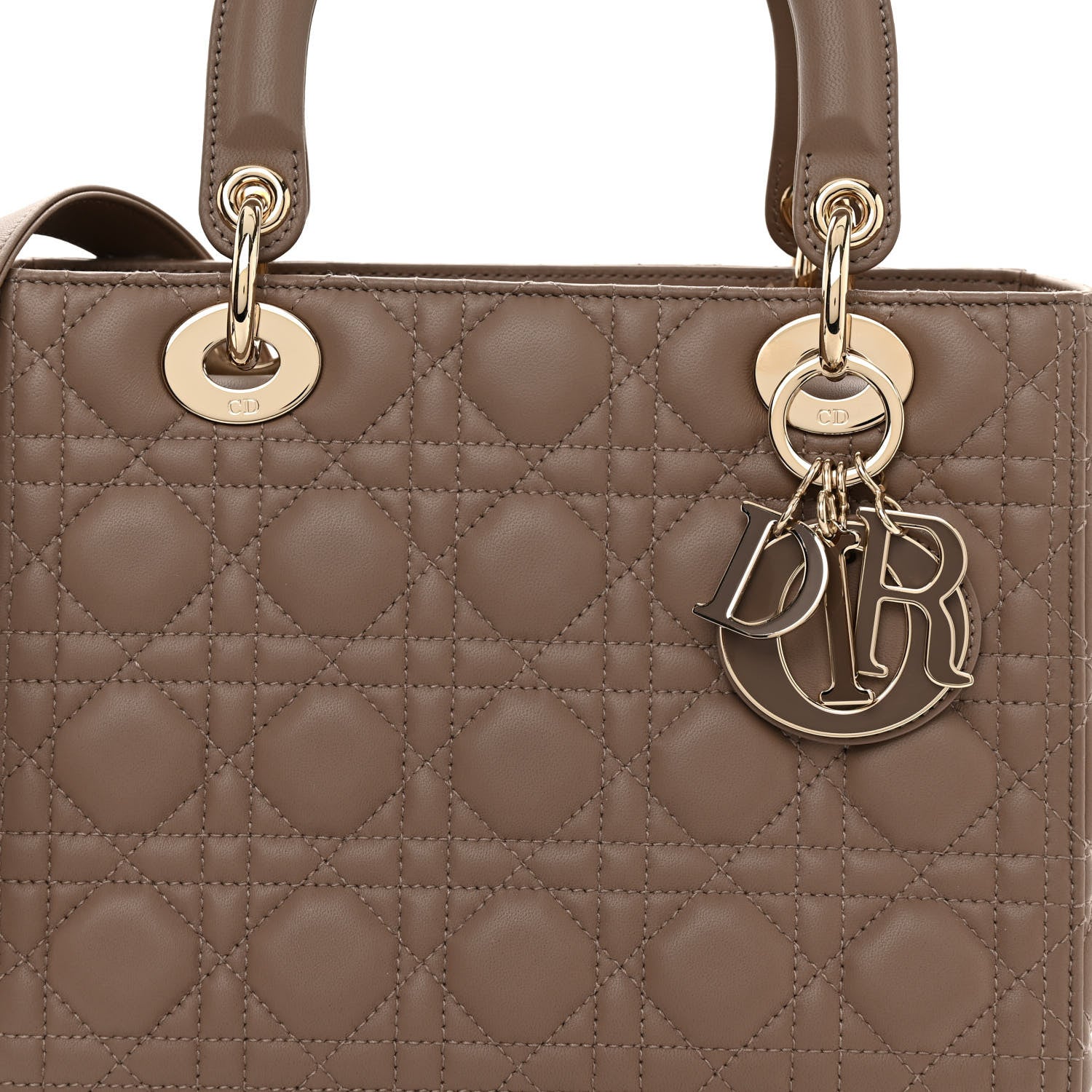 Christian Dior Lambskin Cannage Medium Lady Dior Warm Taupe 8 of 10