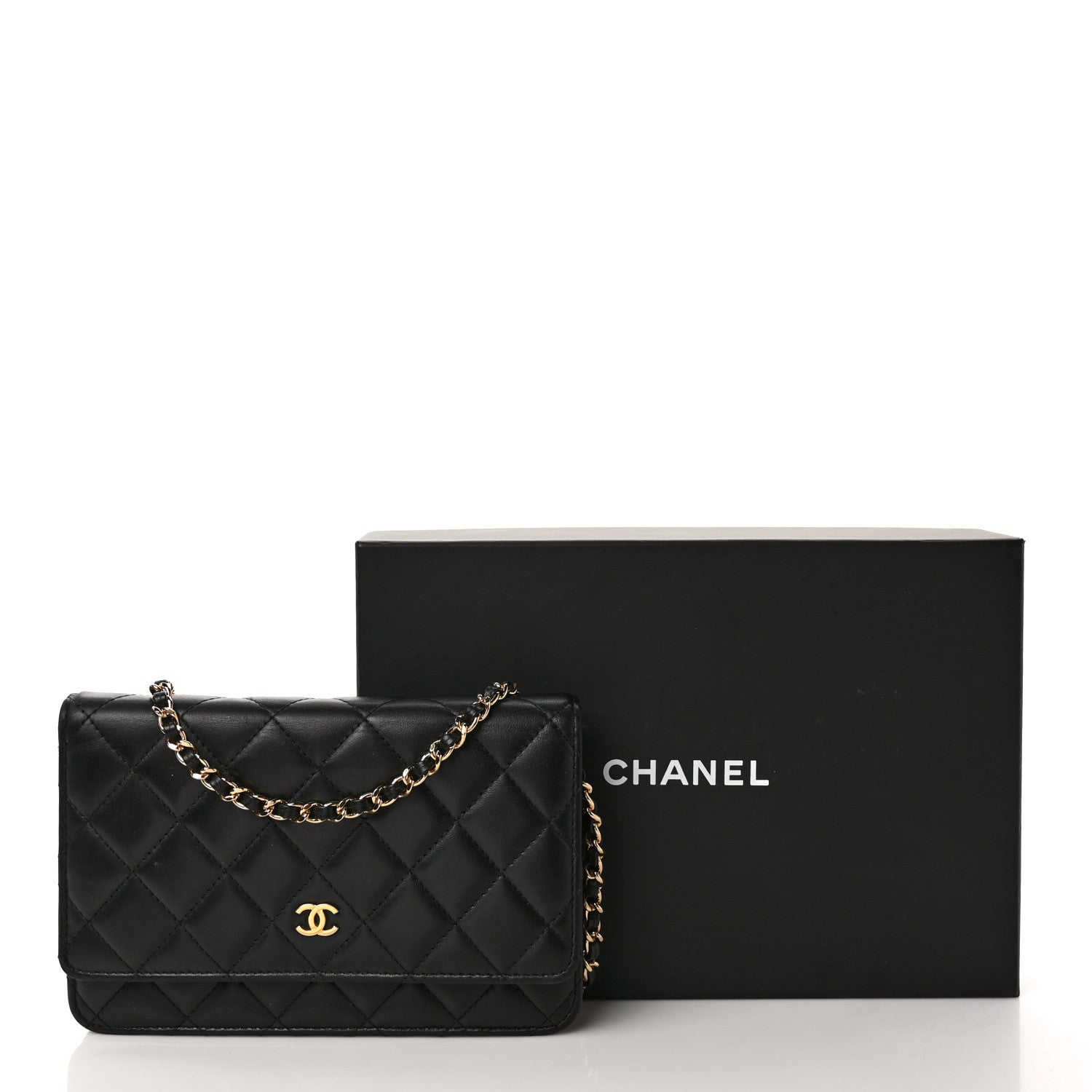 Chanel Lambskin Quilted Wallet On Chain WOC Black 12 of 12