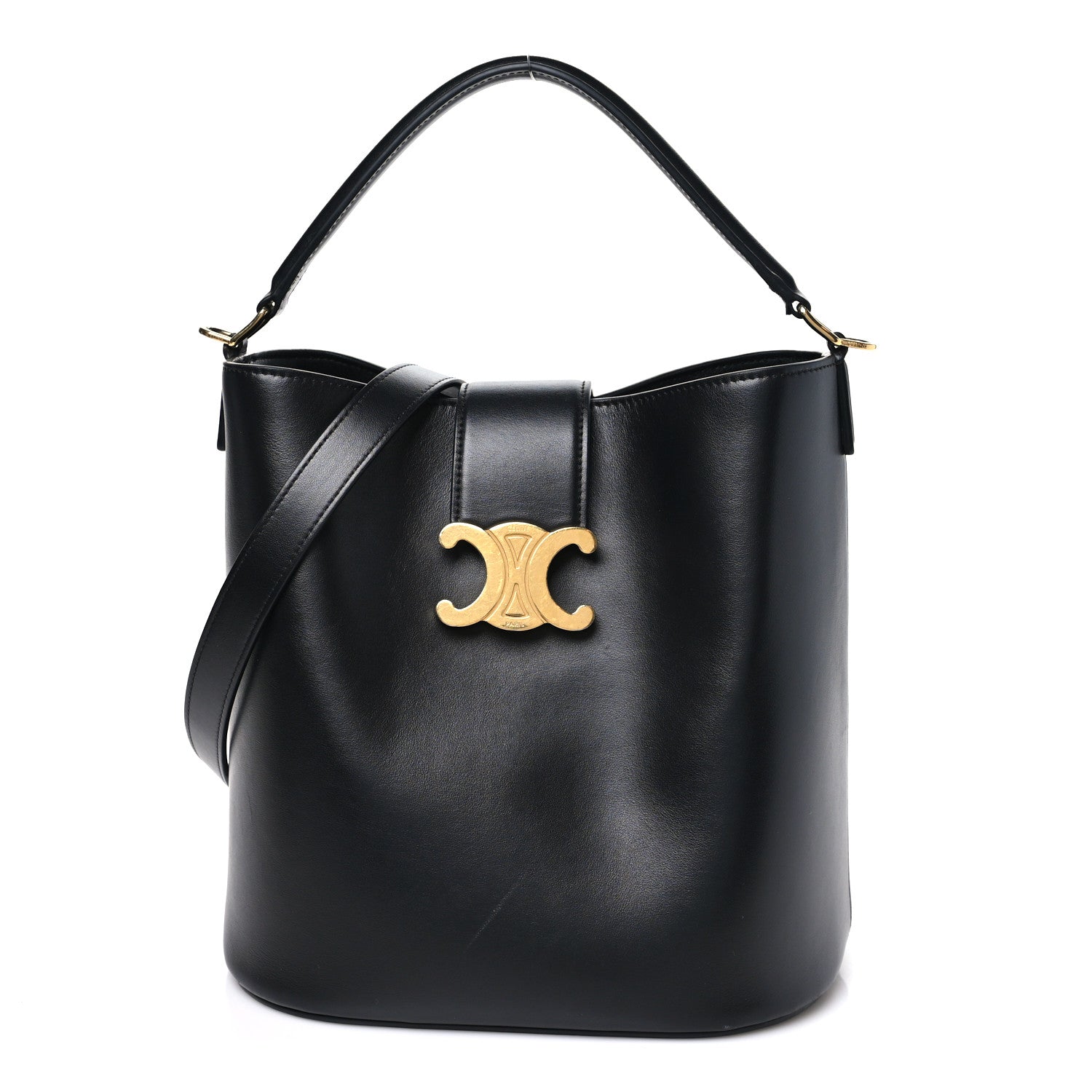 celineバック Celine Smooth Calfskin Triomphe Medium Louise Bag Black 1920370