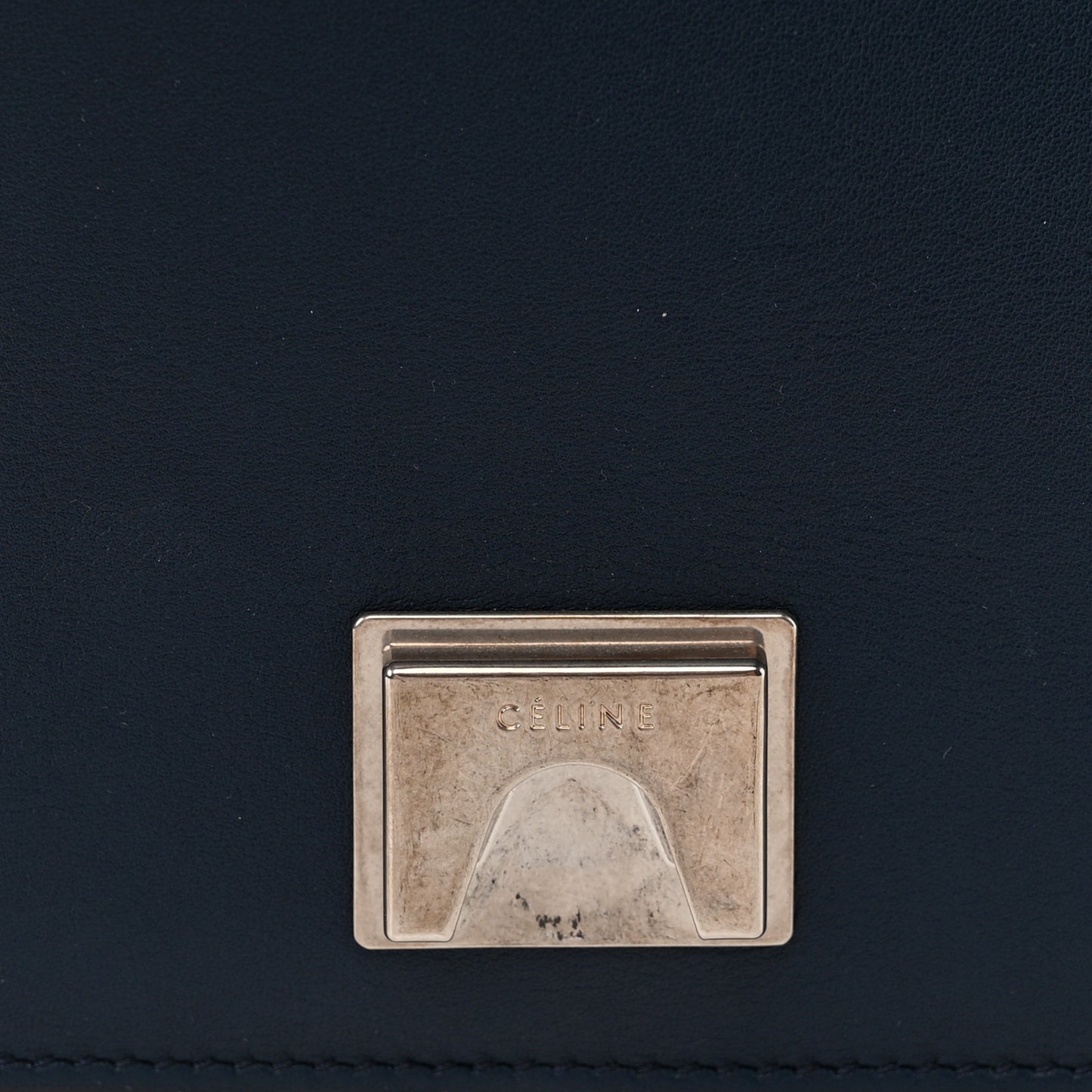 Shiny Smooth Calfskin Medium Frame Shoulder Bag Steel Blue Plum