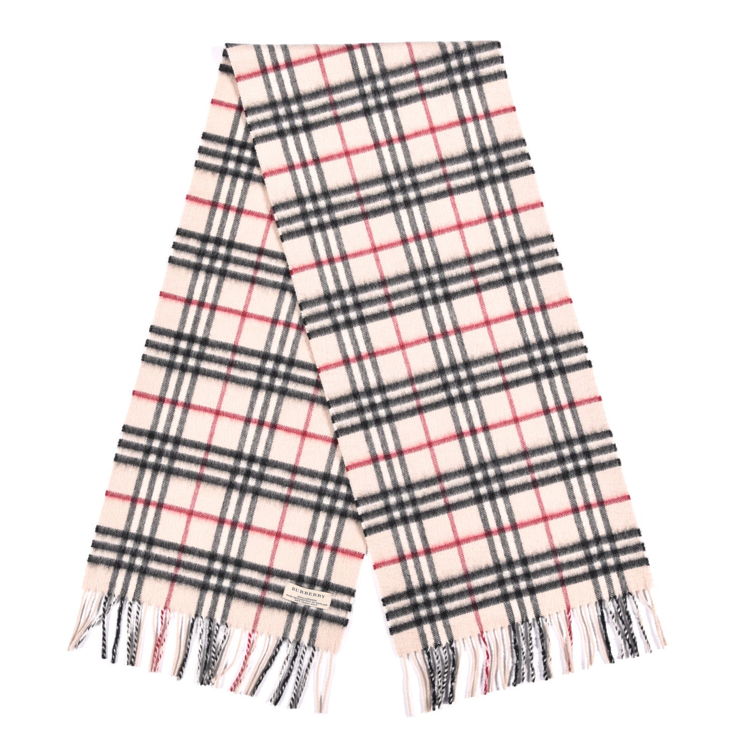 Burberry Cashmere Vintage Check Fringe Scarf Stone 3 of 5