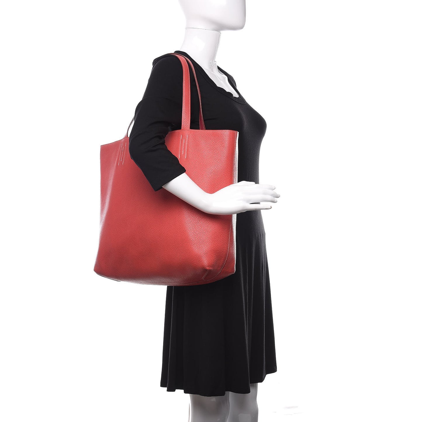 Taurillon Clemence Double Sens 36 Reversible Tote Rubis Bougainvillea