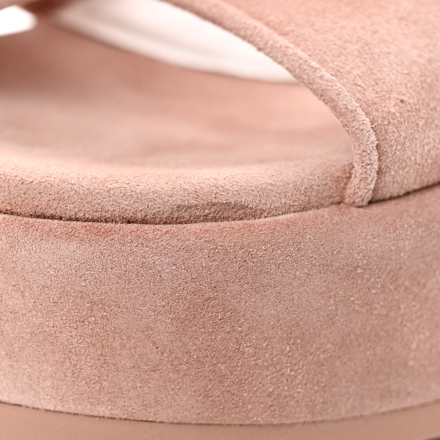 Chanel Suede Calfskin Peep Toe Wedge Sandals 39 Light Pink 11 of 13