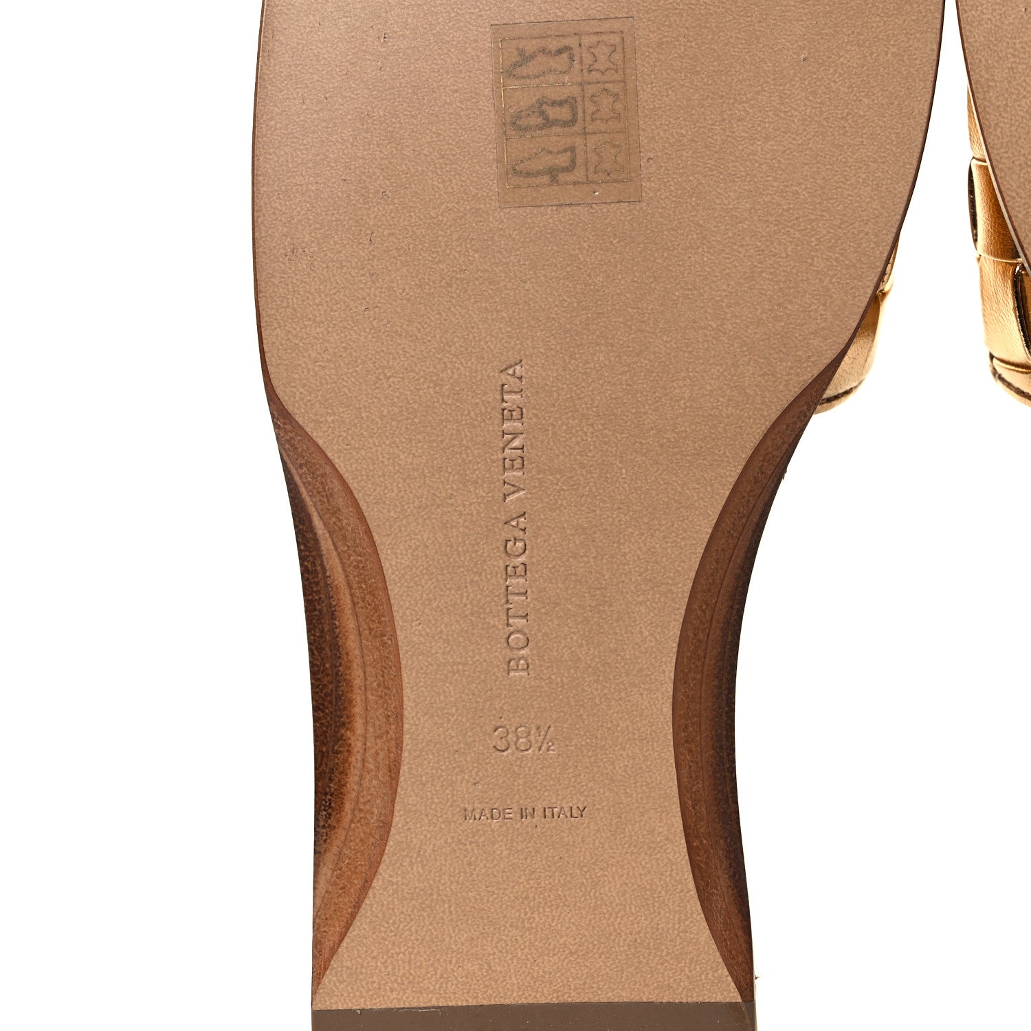 Bottega Veneta Laminated Nappa Intrecciato Squared Toe Flat Sandals 38.5 Gold 6 of 8