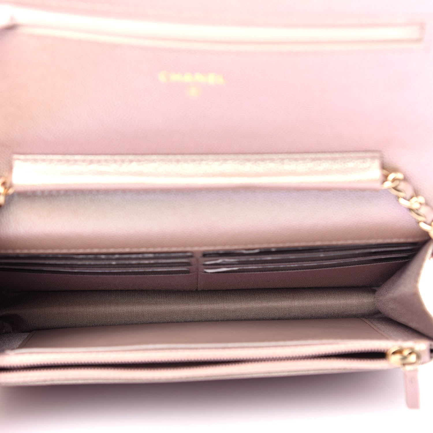 Chanel Iridescent Caviar Quilted Wallet On Chain WOC Beige 5 of 12