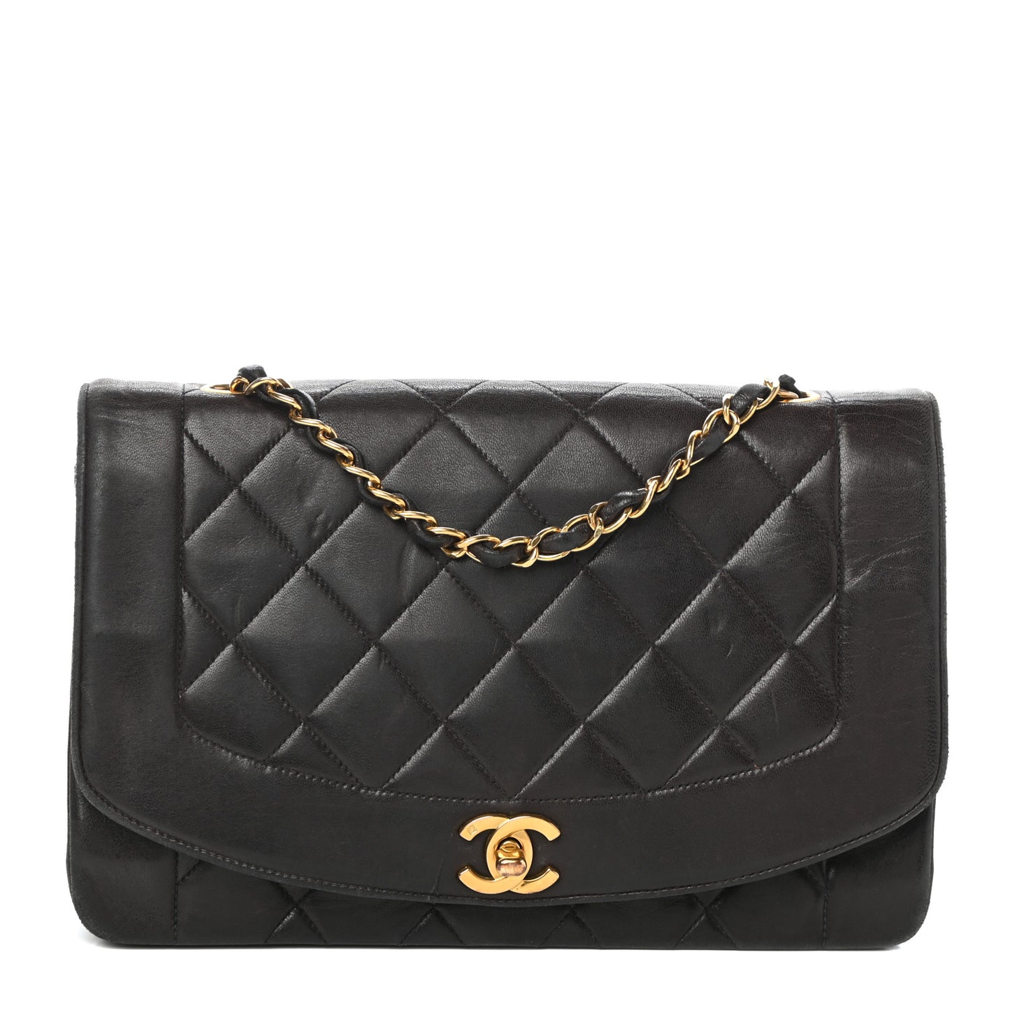 Lambskin Quilted Medium Single Flap Brown