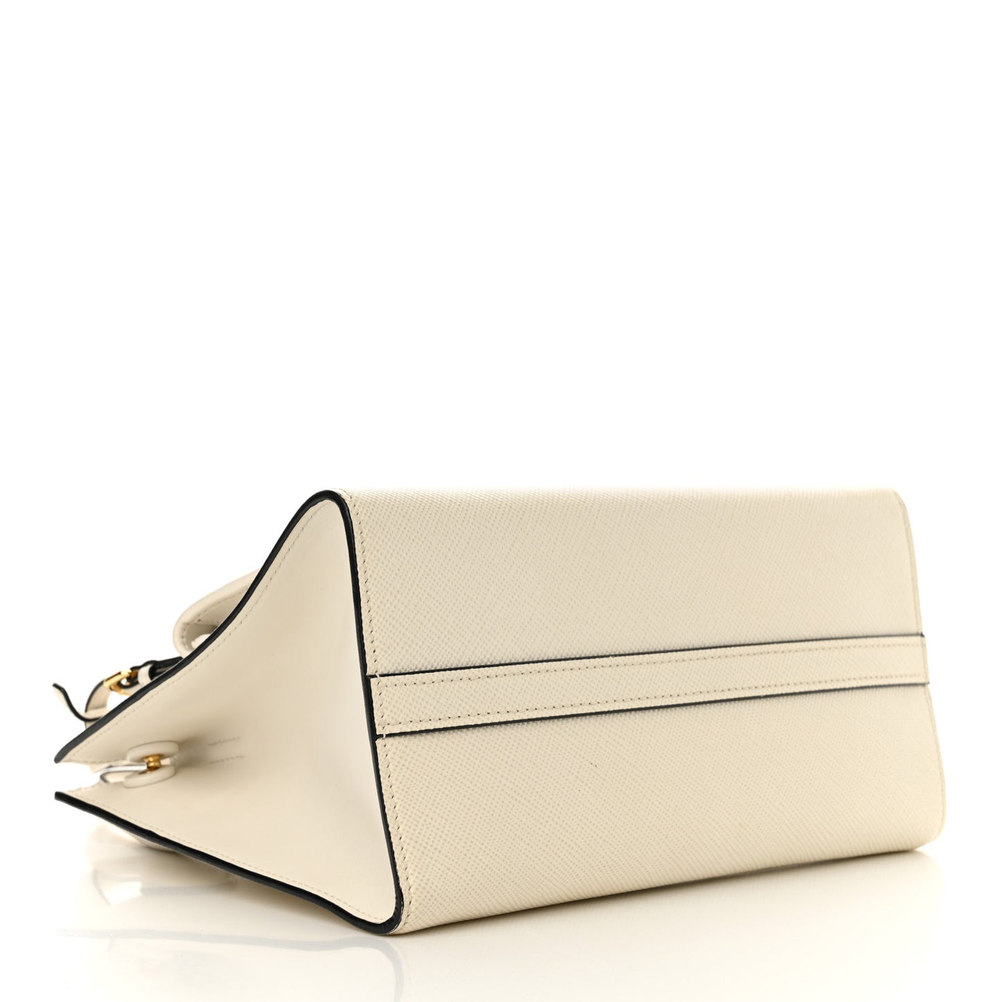 Saffiano Cuir Calfskin Small Monochrome Top Handle Tote White