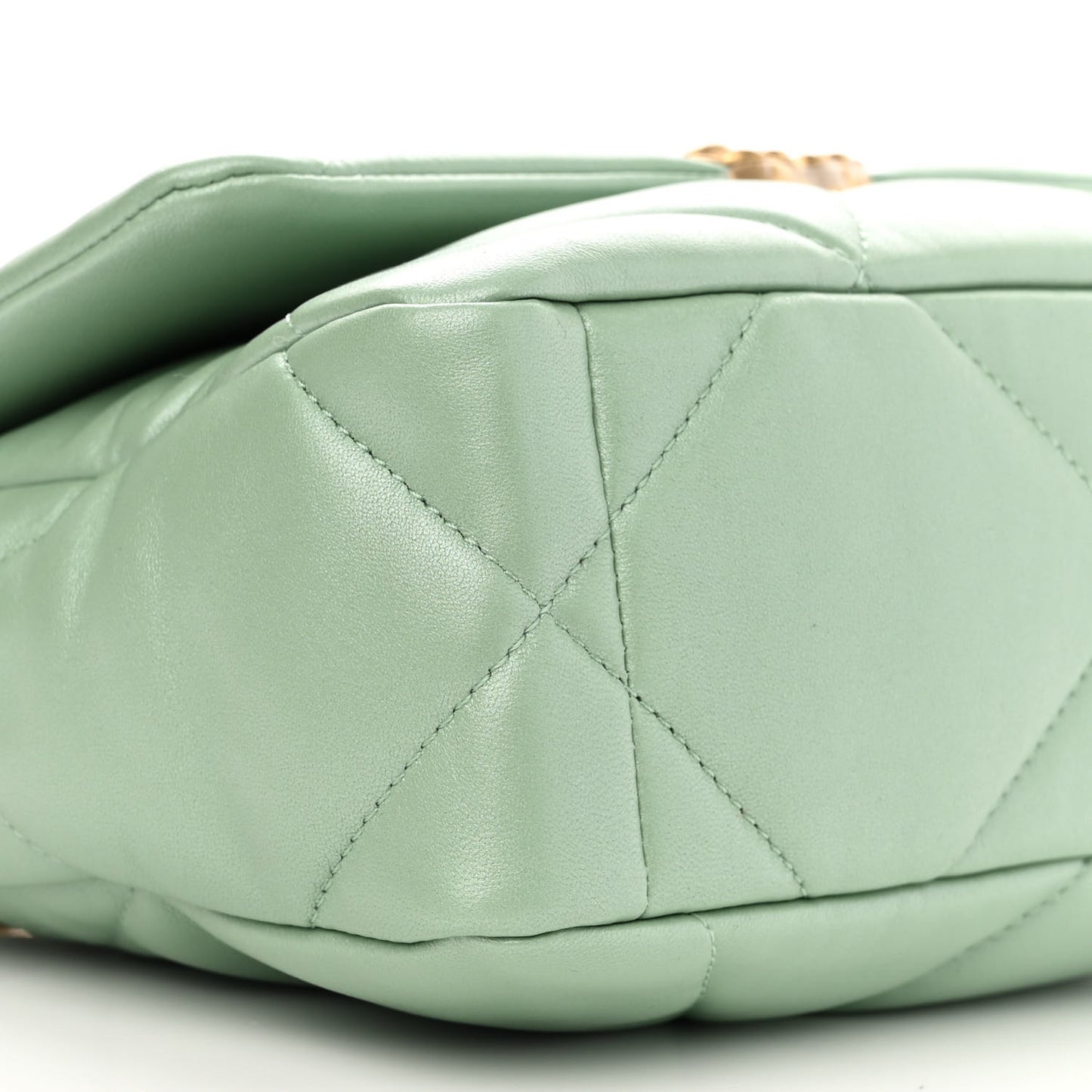 Shiny Lambskin Quilted Medium Chanel 19 Flap Light Green