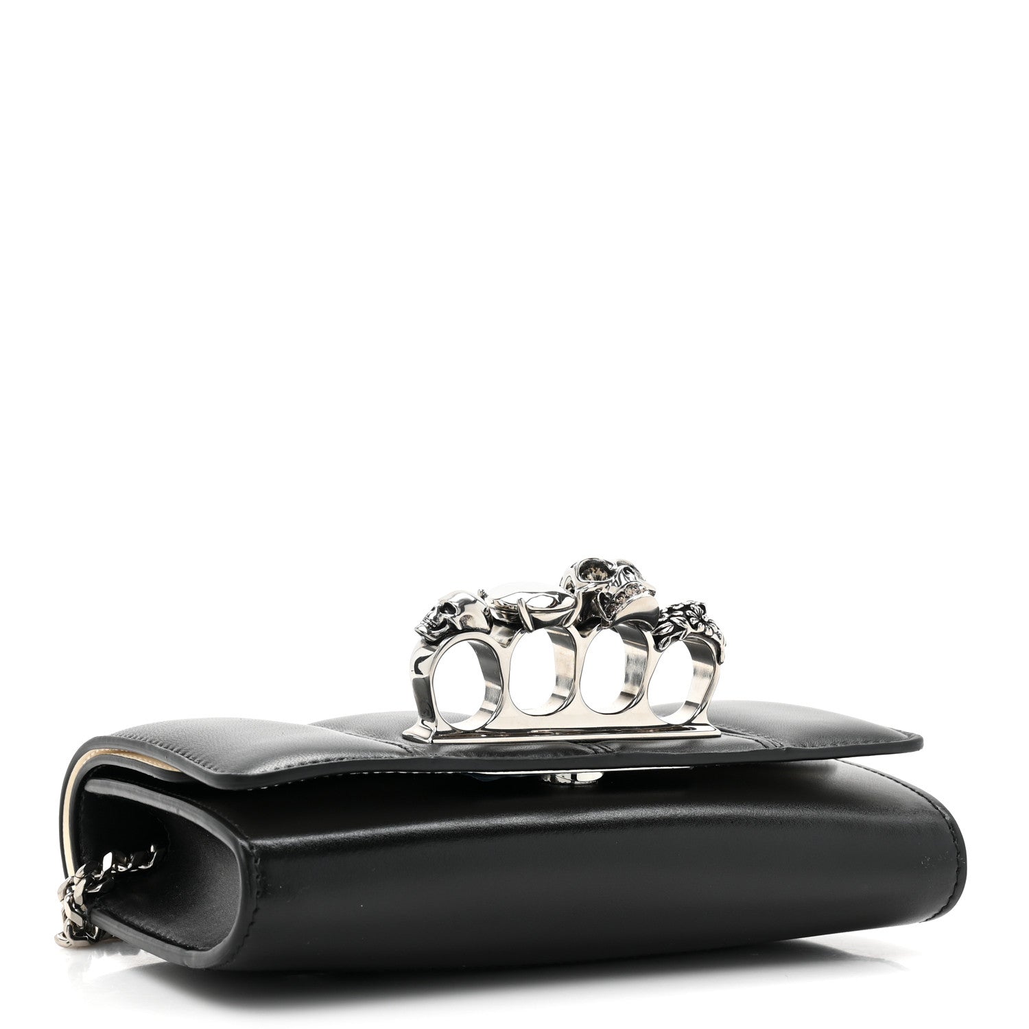 Alexander McQueen Calfskin Small Slash Bag Black White 4 of 11