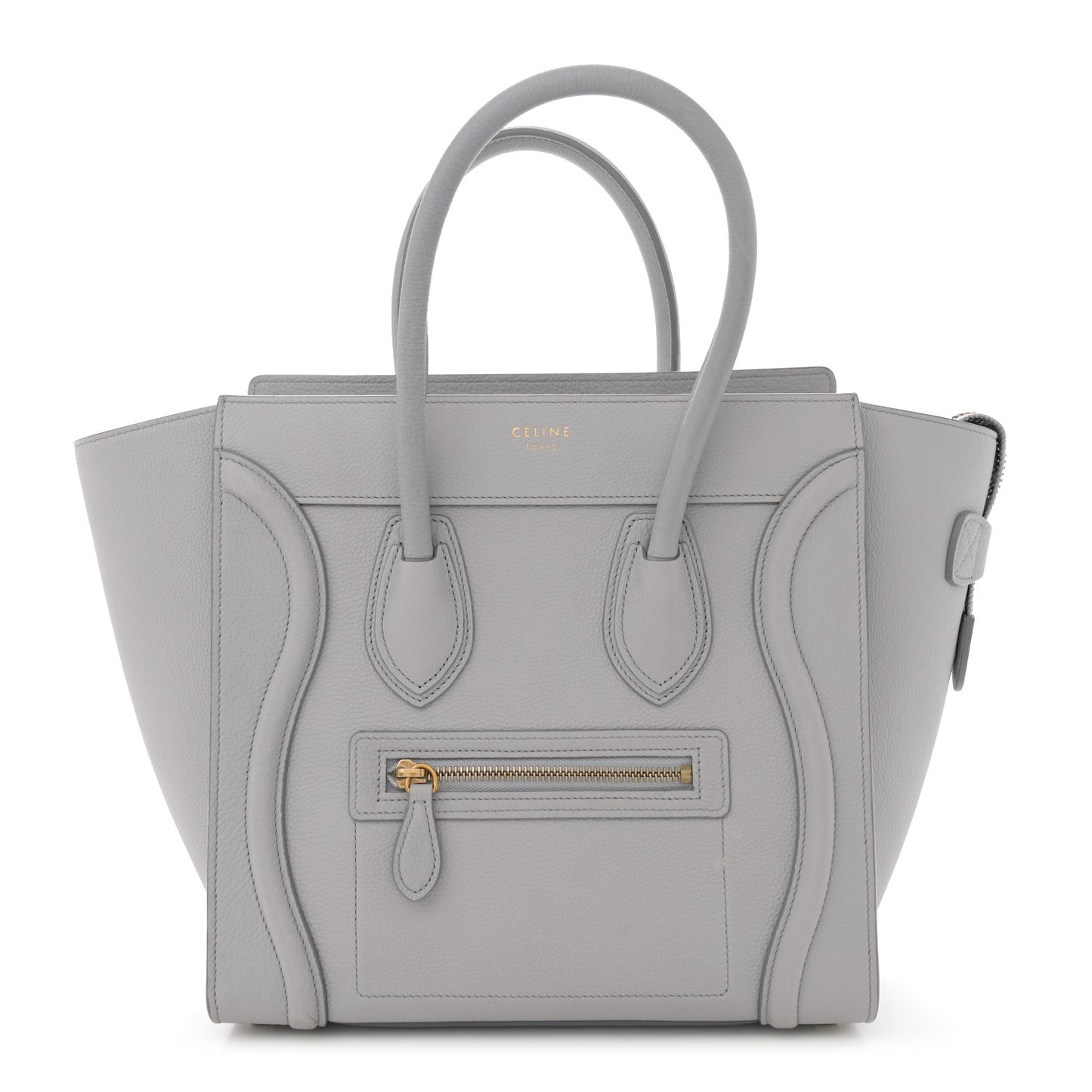 Drummed Calfskin Micro Luggage Light Grey