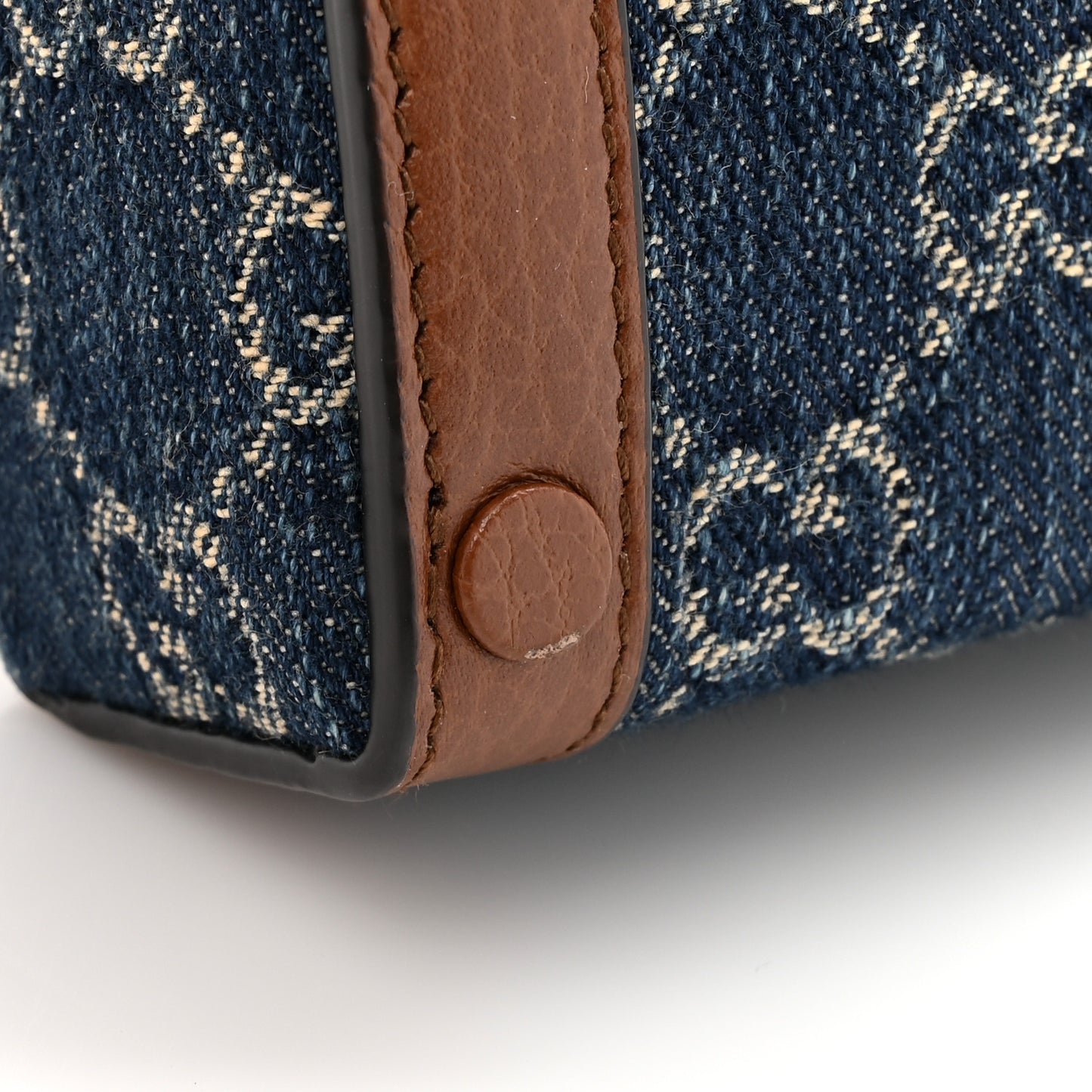New Denim GG Monogram Dollar Calfskin Mini Horsebit 1955 Crossbody Bag Blue Tea Cuir Epilog