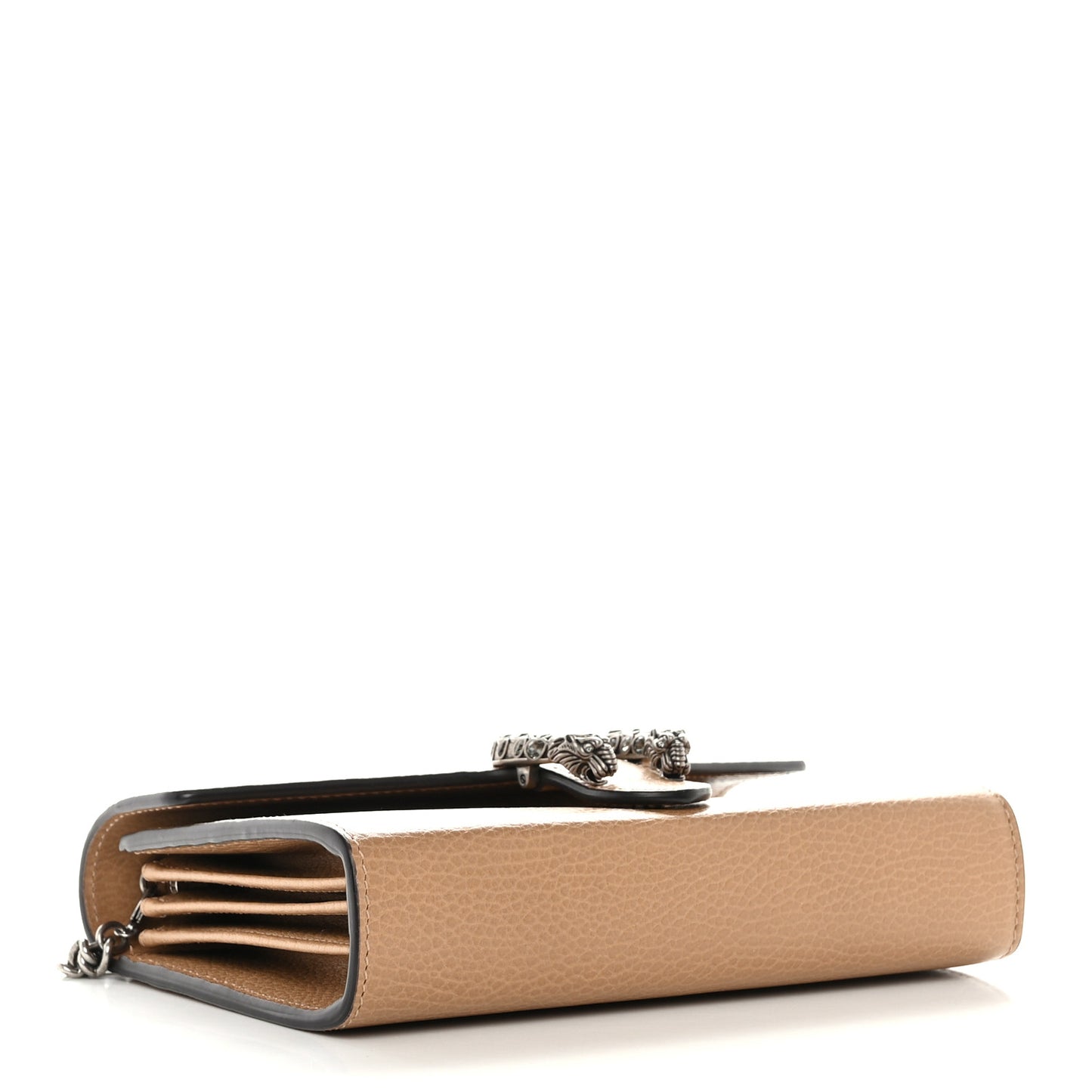 Dollar Calfskin Crystal Mini Dionysus Chain Wallet Natural Tan Black Diamond